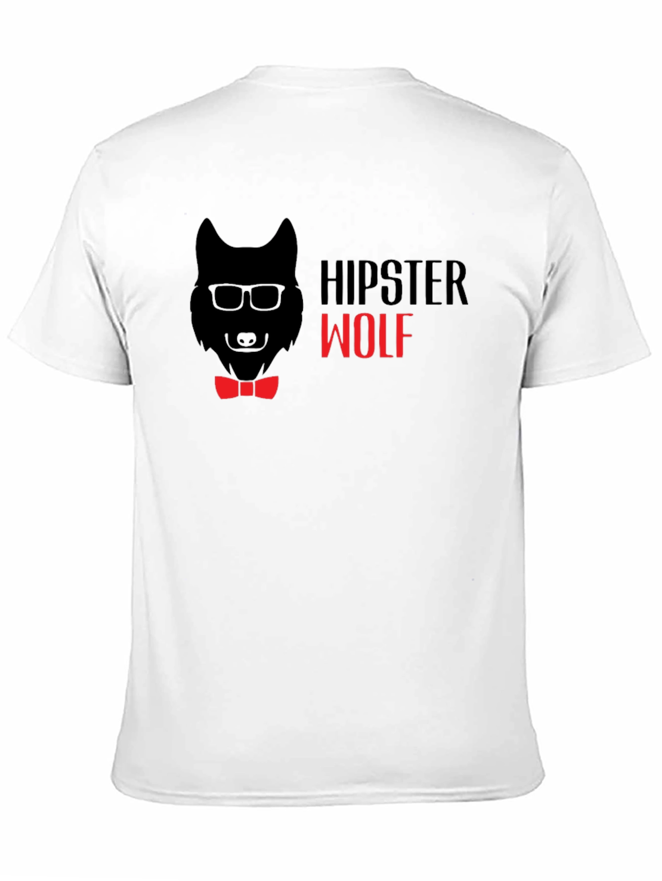 Hipster Wolf Graphic Tee - Black