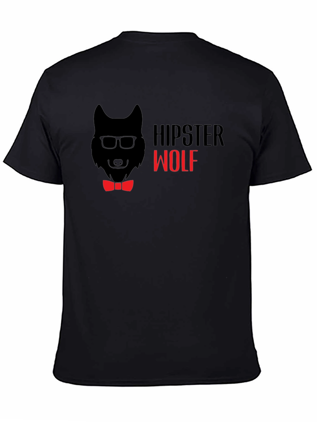 Hipster Wolf Graphic Tee - Black