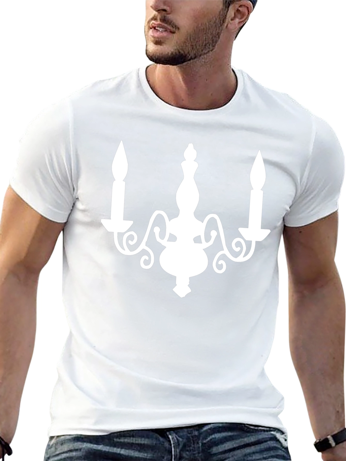Candle Chandelier Graphic Tee - Stylish Black T-Shirt