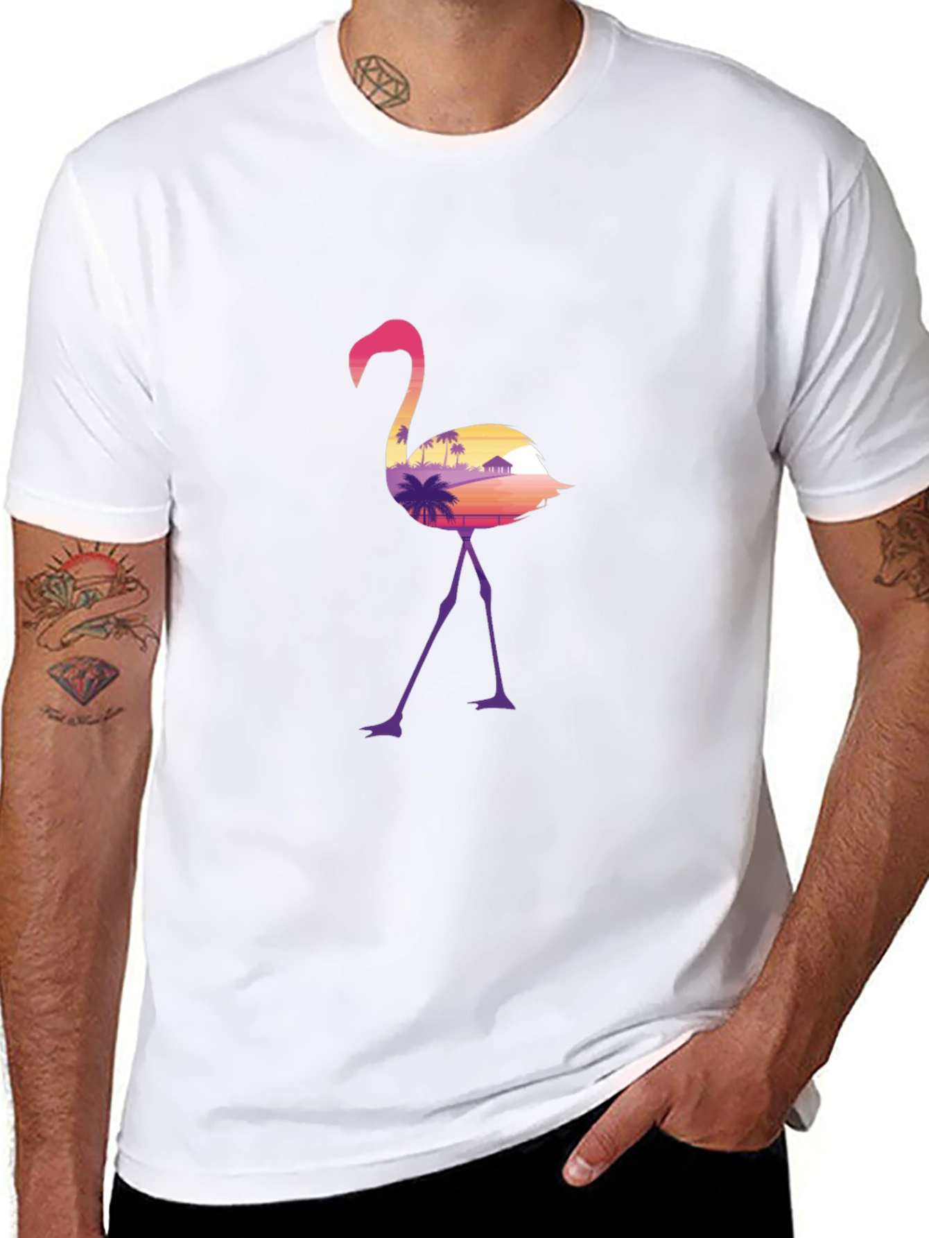 Flamingo Sunset Graphic T-Shirt