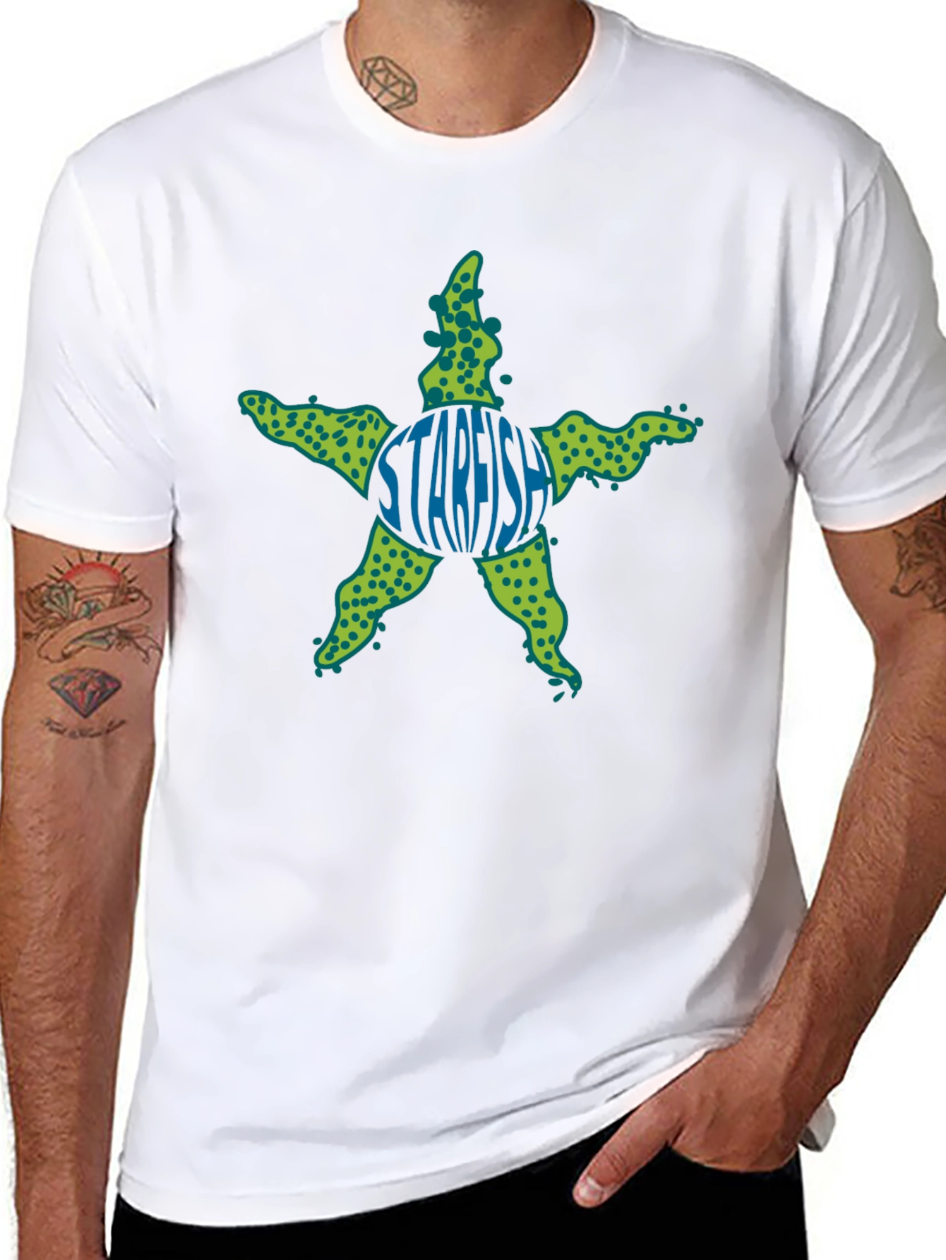 Starfish Graphic Tee - Black Cotton T-Shirt