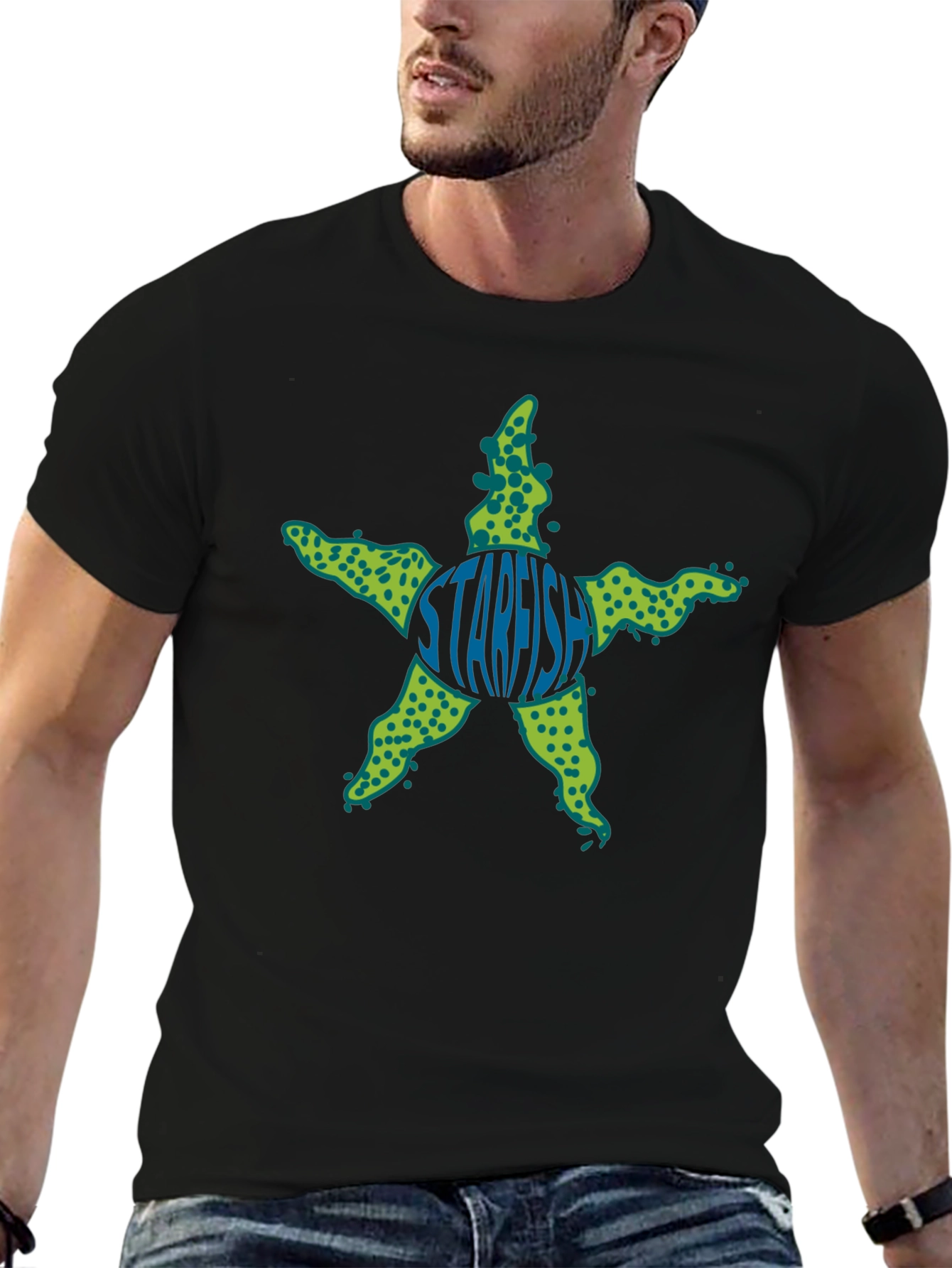 Starfish Graphic Tee - Black Cotton T-Shirt