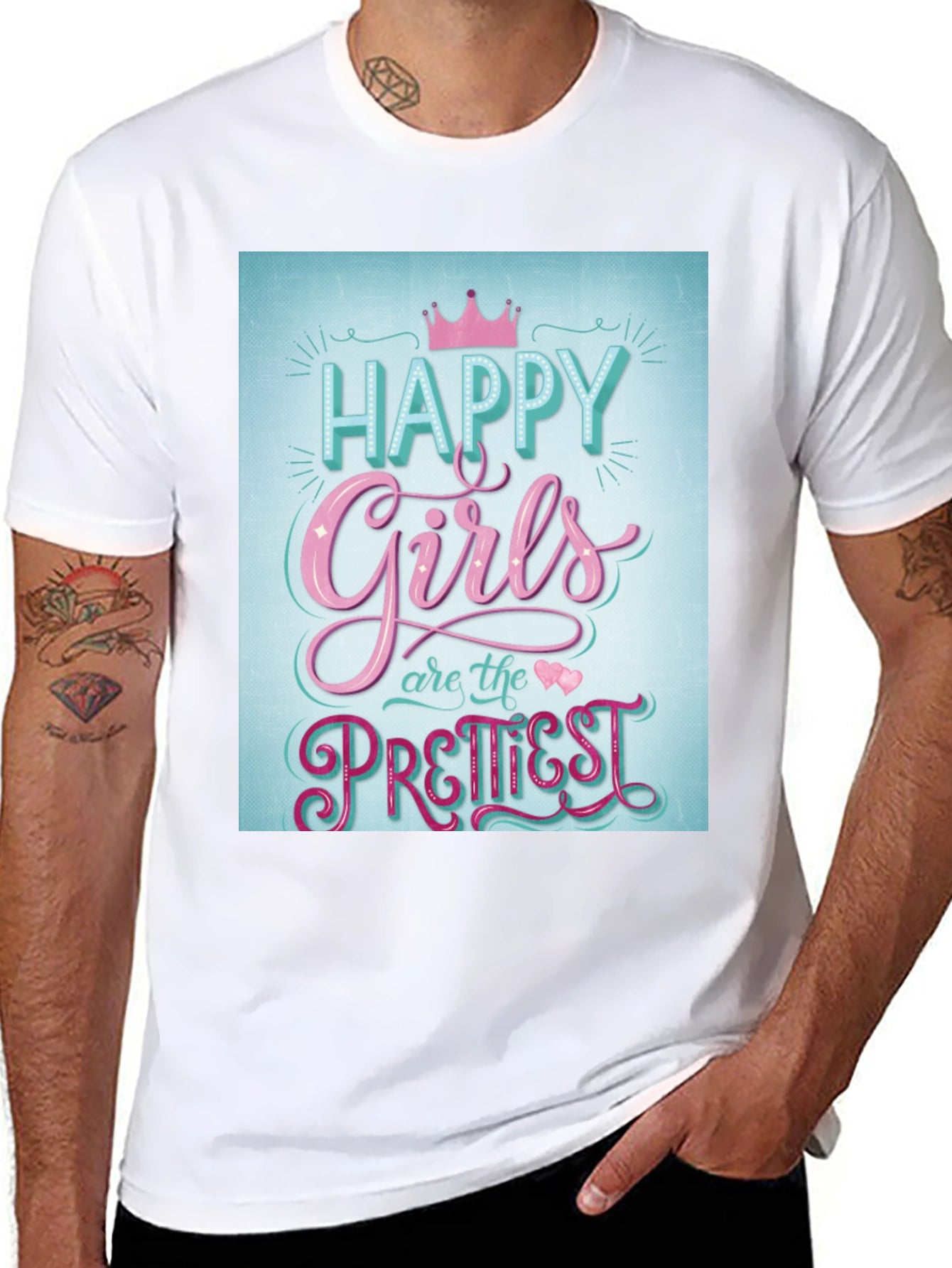 Happy Girls Prettiest T-Shirt - Fun Graphic Tee