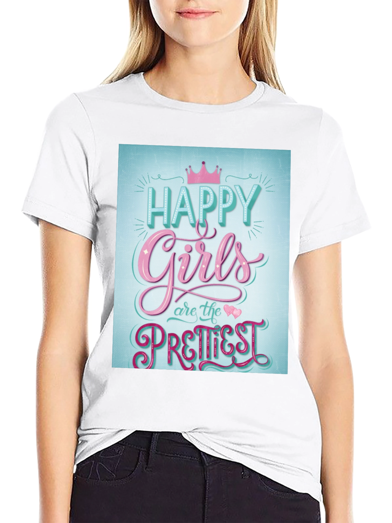 Happy Girls Prettiest T-Shirt - Fun Graphic Tee
