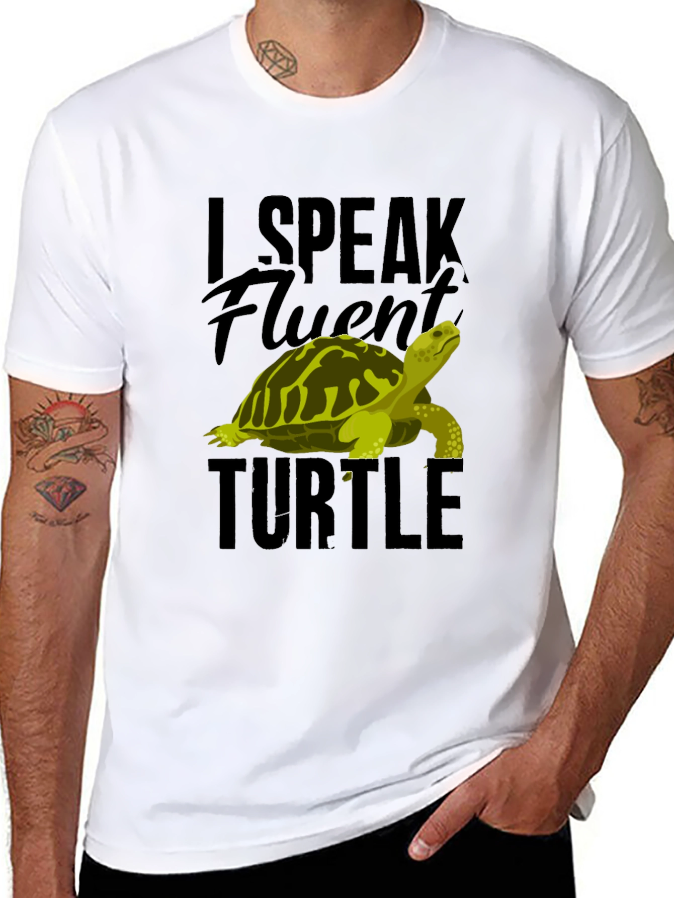 I Speak Fluent Turtle Graphic Tee - Black