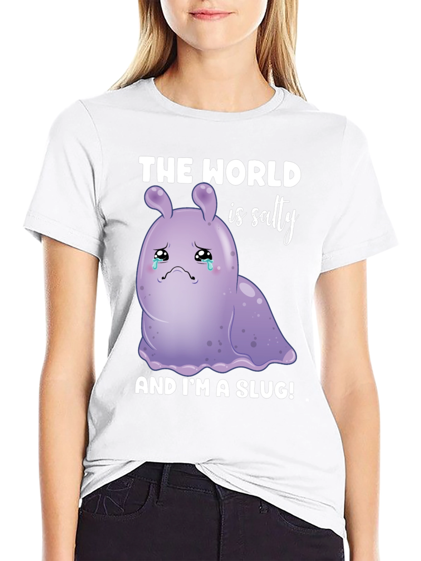 Salty Slug Graphic Tee - Sad Cartoon T-Shirt