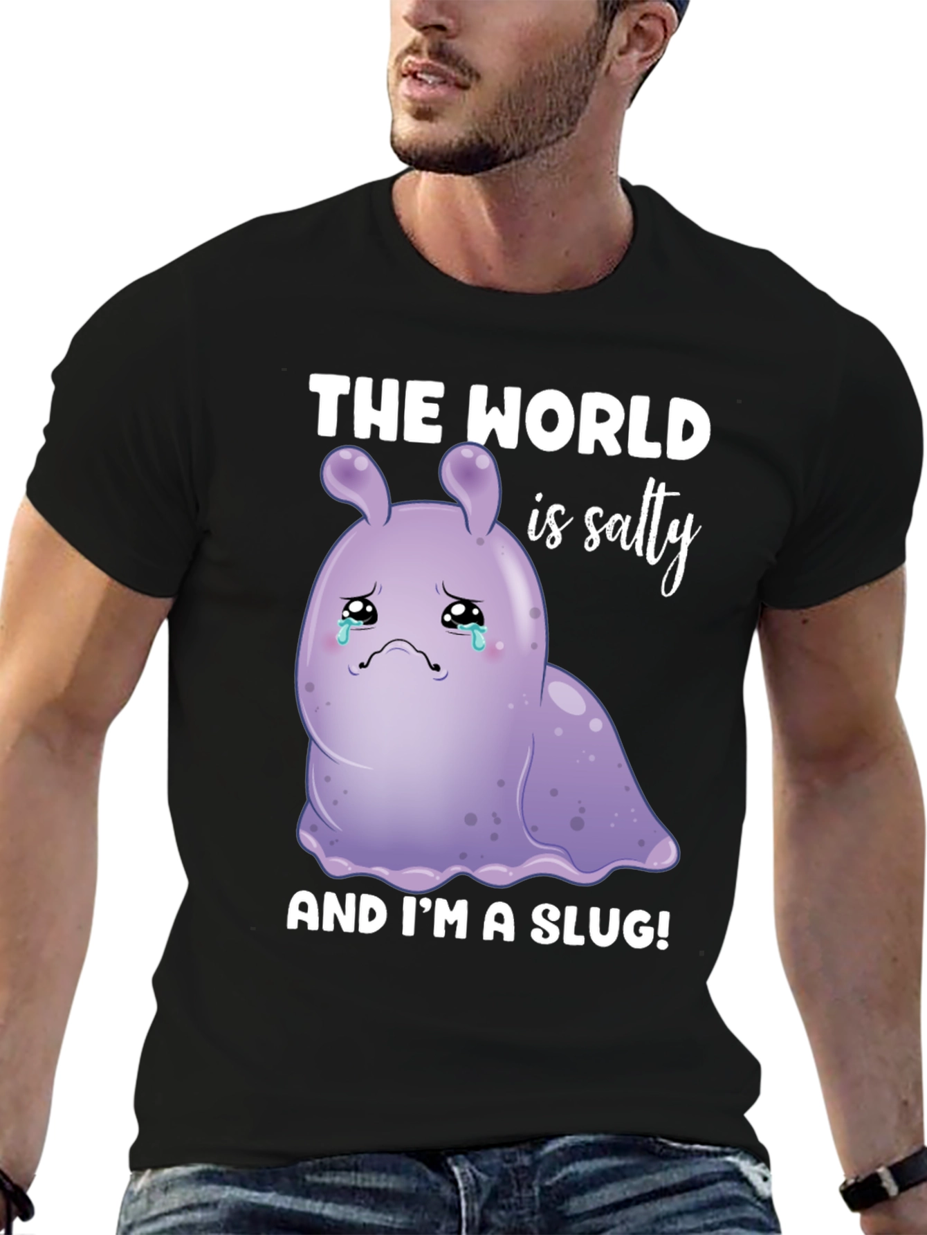 Salty Slug Graphic Tee - Sad Cartoon T-Shirt