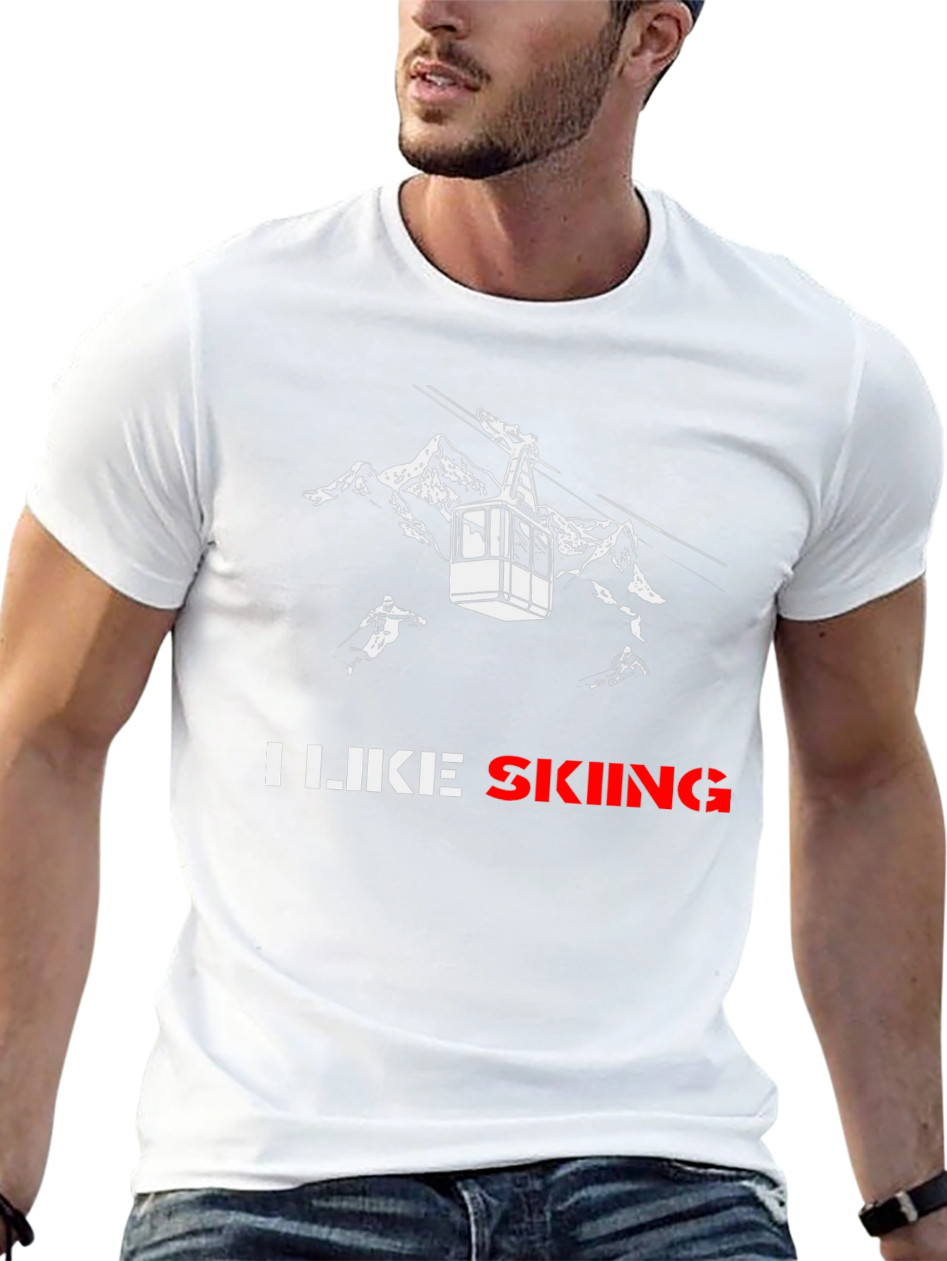 I Like Skiing Black T-Shirt