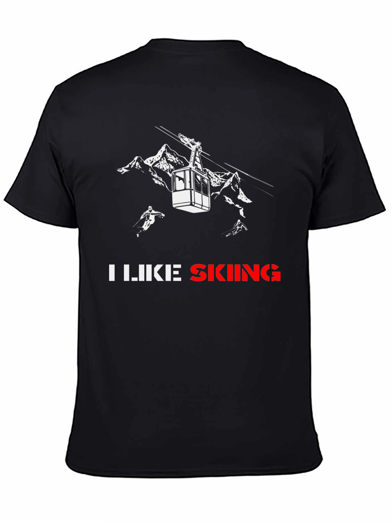 I Like Skiing Black T-Shirt
