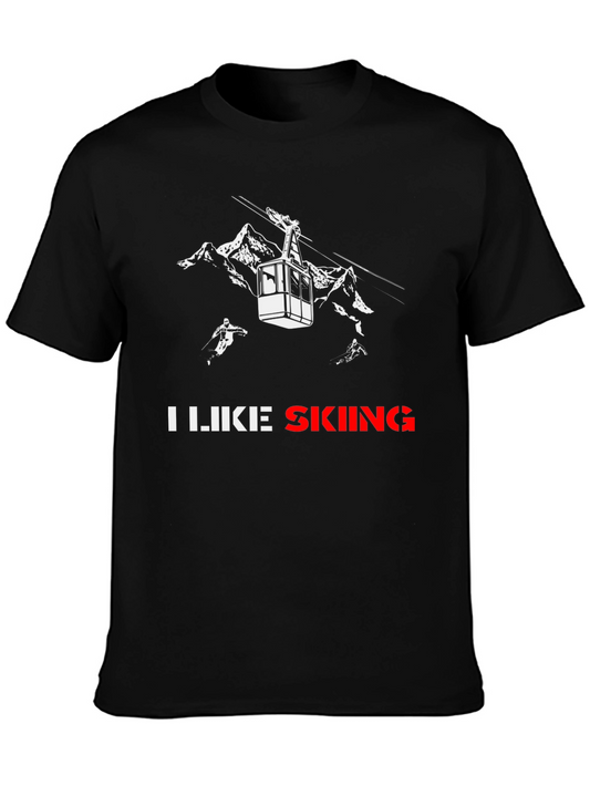 I Like Skiing Black T-Shirt