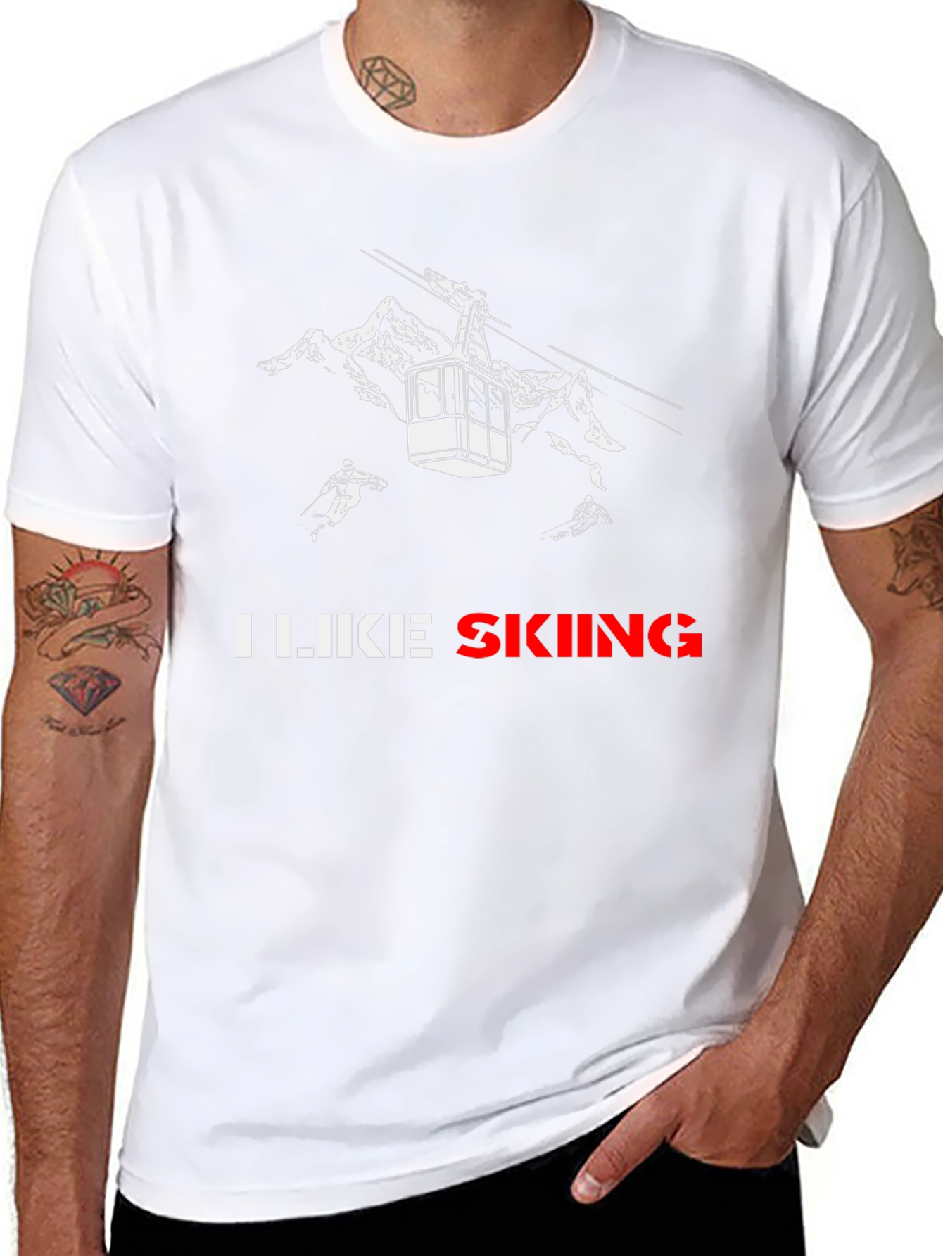 I Like Skiing Black T-Shirt