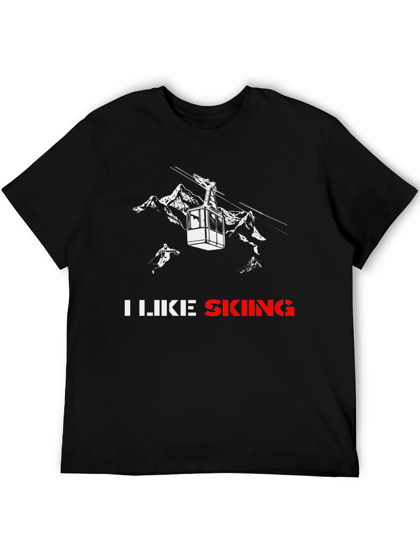 I Like Skiing Black T-Shirt
