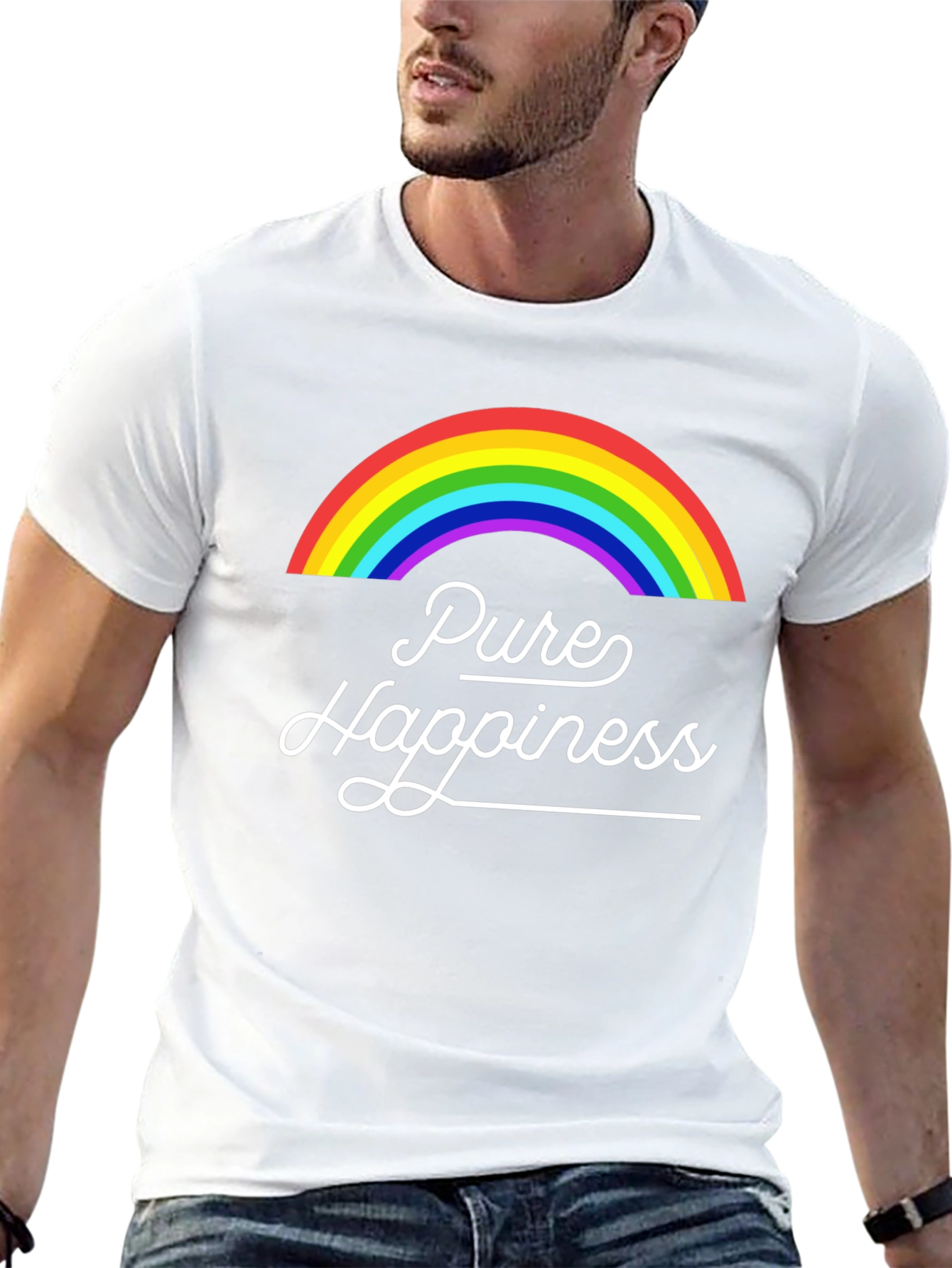Pure Happiness Rainbow Graphic Tee - Black