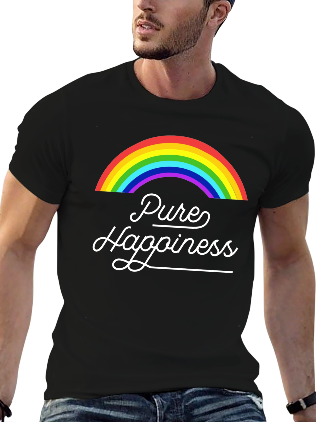 Pure Happiness Rainbow Graphic Tee - Black