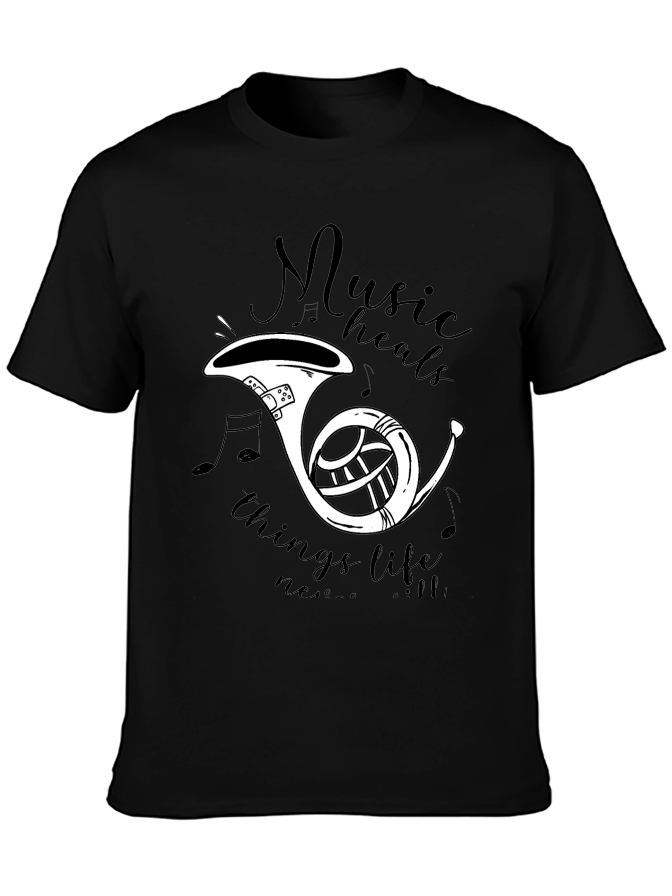 Music Heals T-Shirt - French Horn Graphic