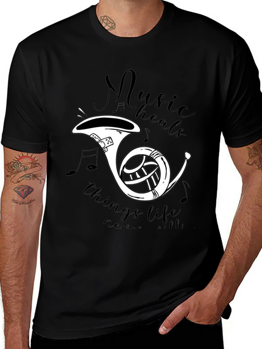 Music Heals T-Shirt - French Horn Graphic