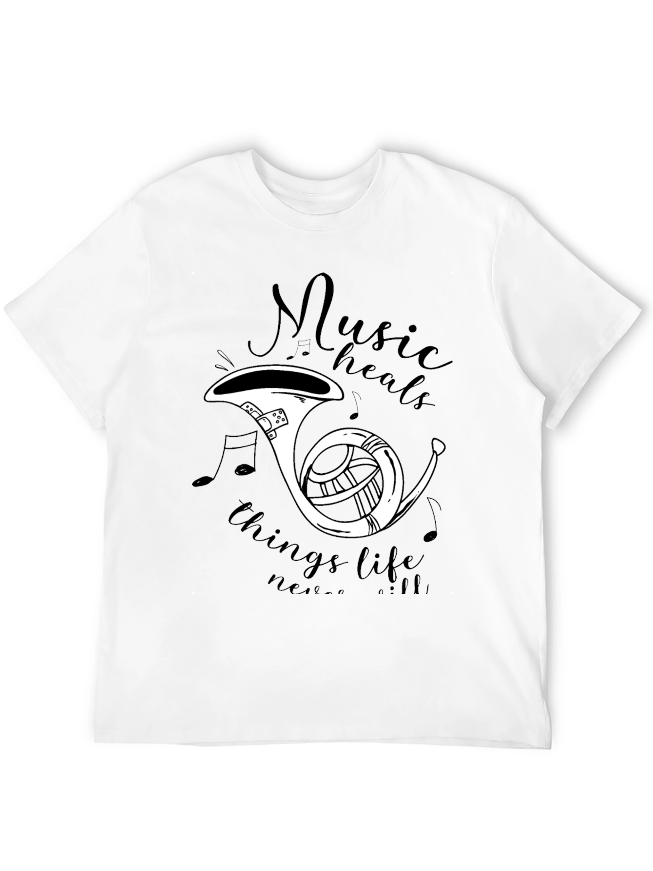 Music Heals T-Shirt - French Horn Graphic