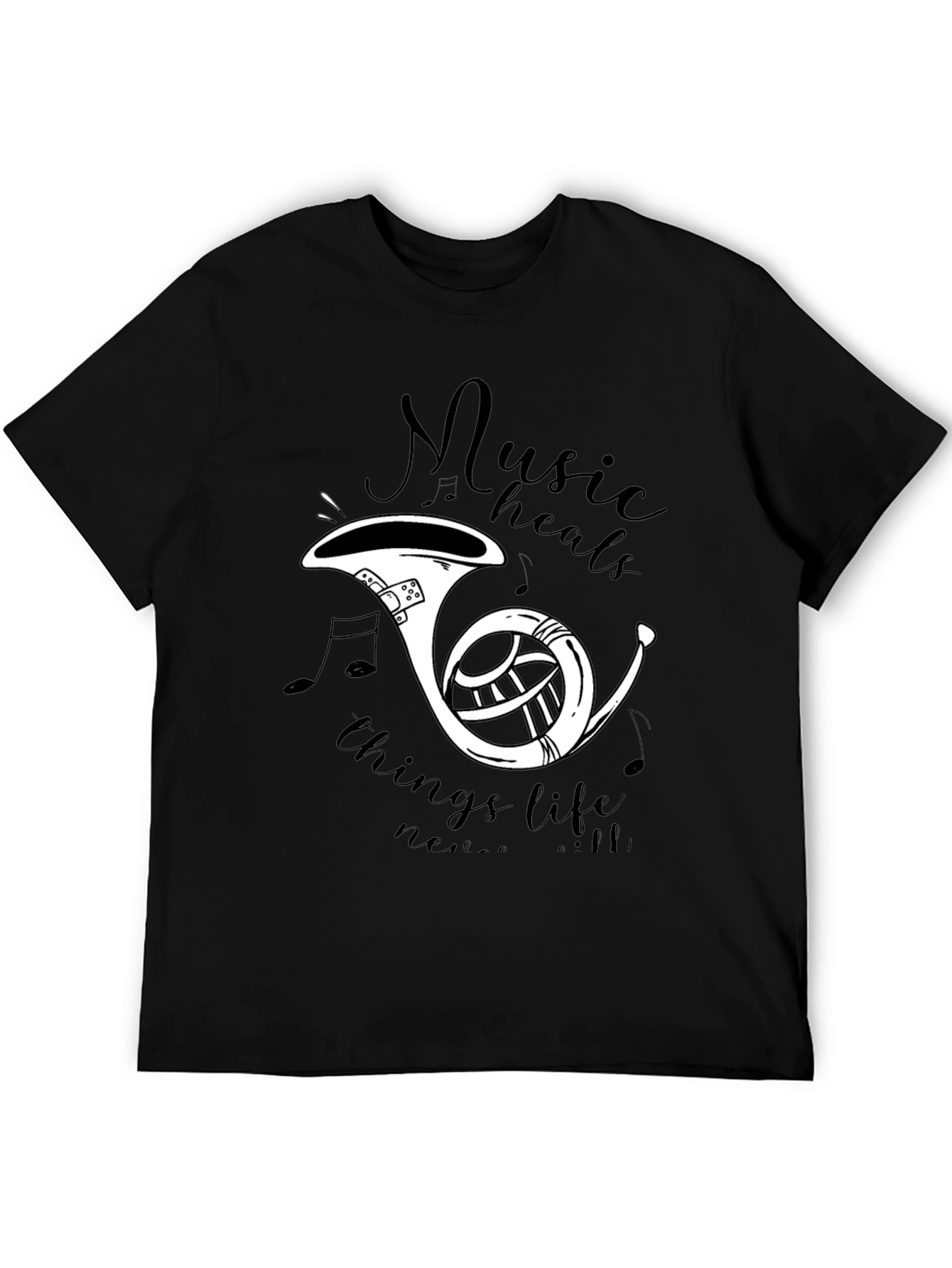 Music Heals T-Shirt - French Horn Graphic
