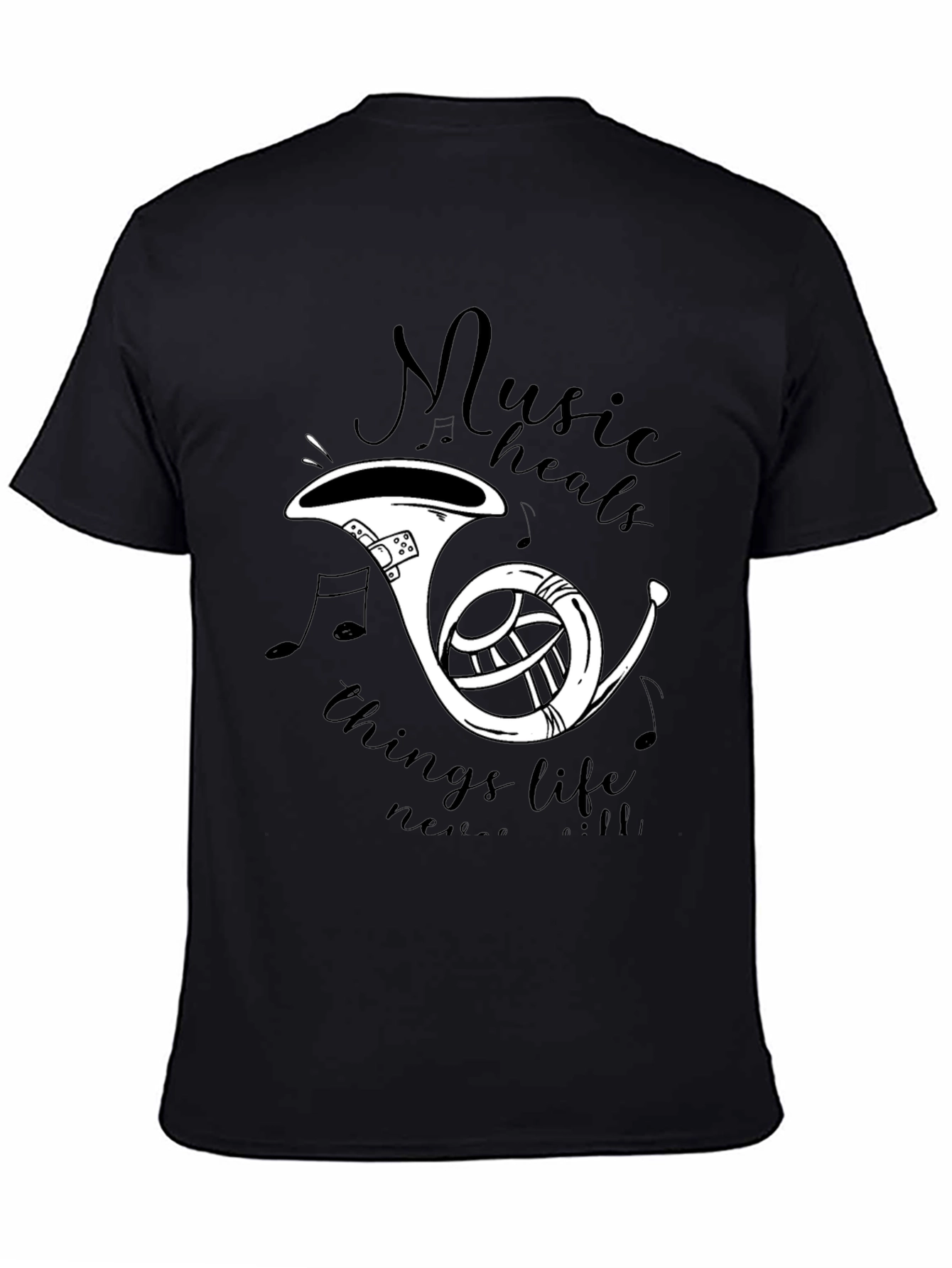 Music Heals T-Shirt - French Horn Graphic