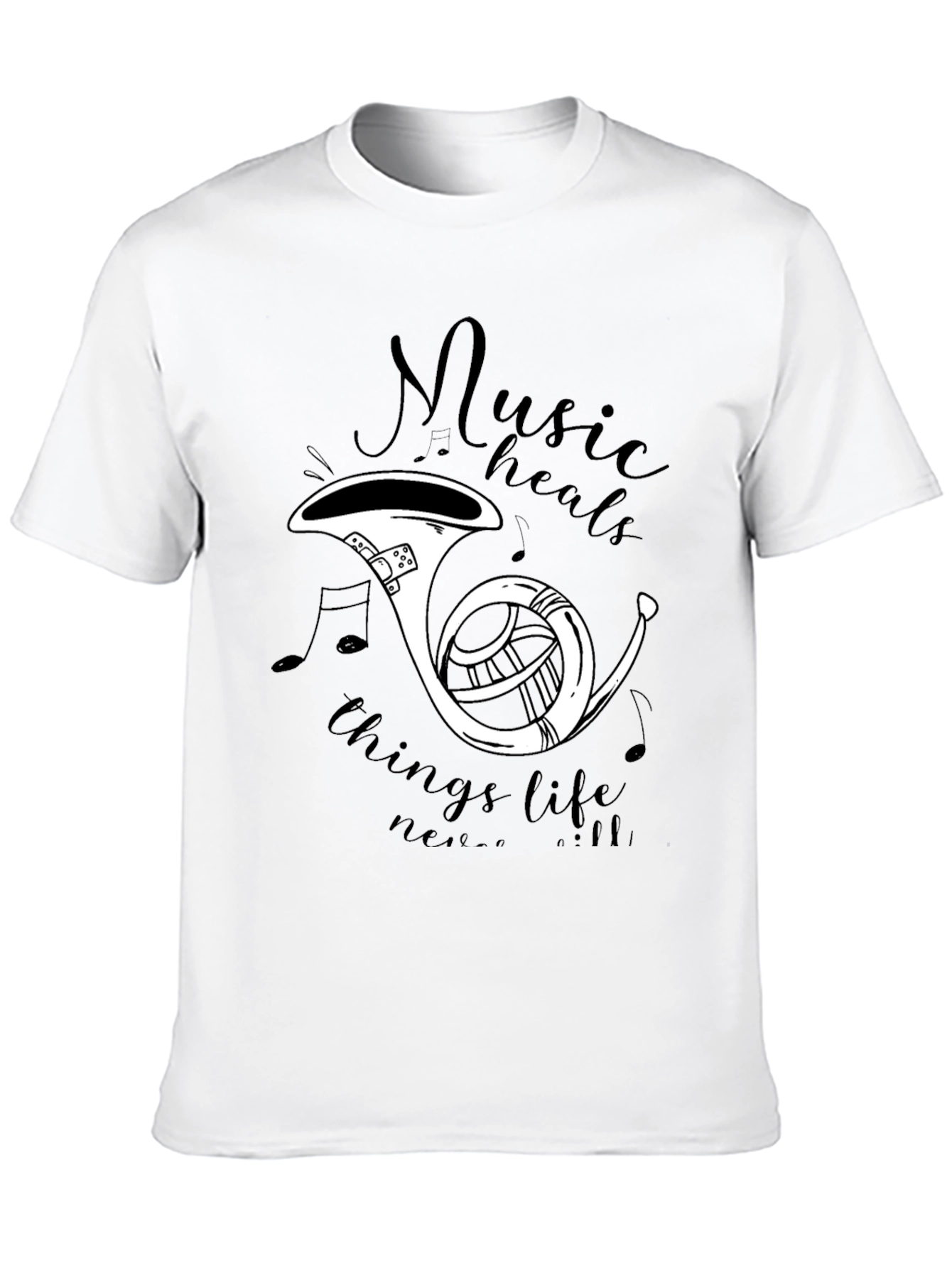 Music Heals T-Shirt - French Horn Graphic
