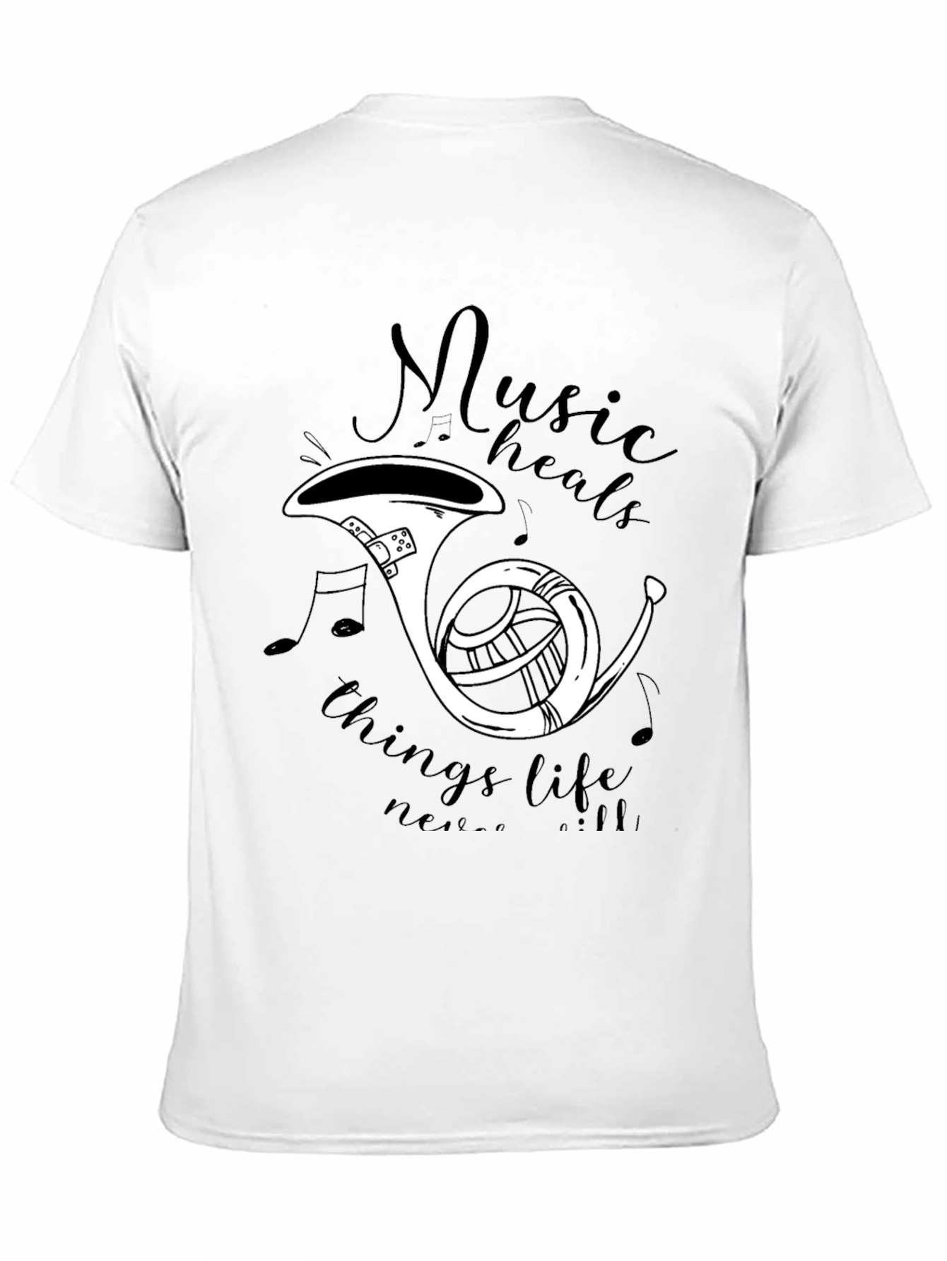 Music Heals T-Shirt - French Horn Graphic