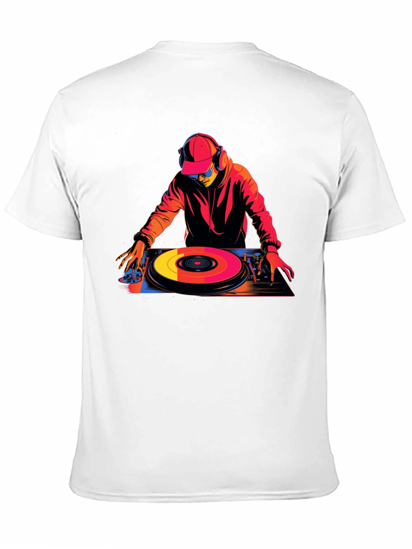 DJ Turntable Graphic Tee - Black Cotton Blend T-Shirt