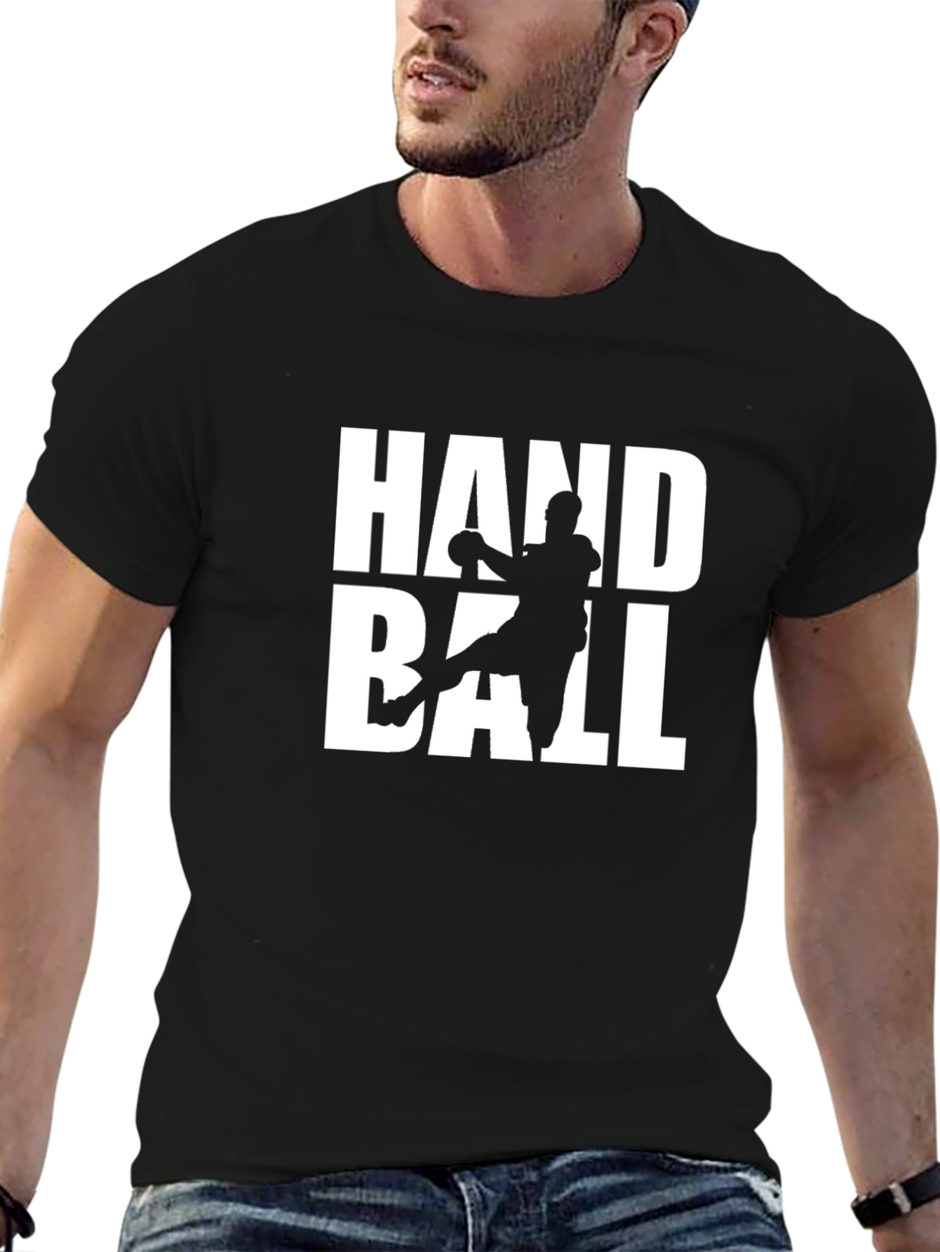 Handball Graphic Tee - Sport Player Black T-Shirt