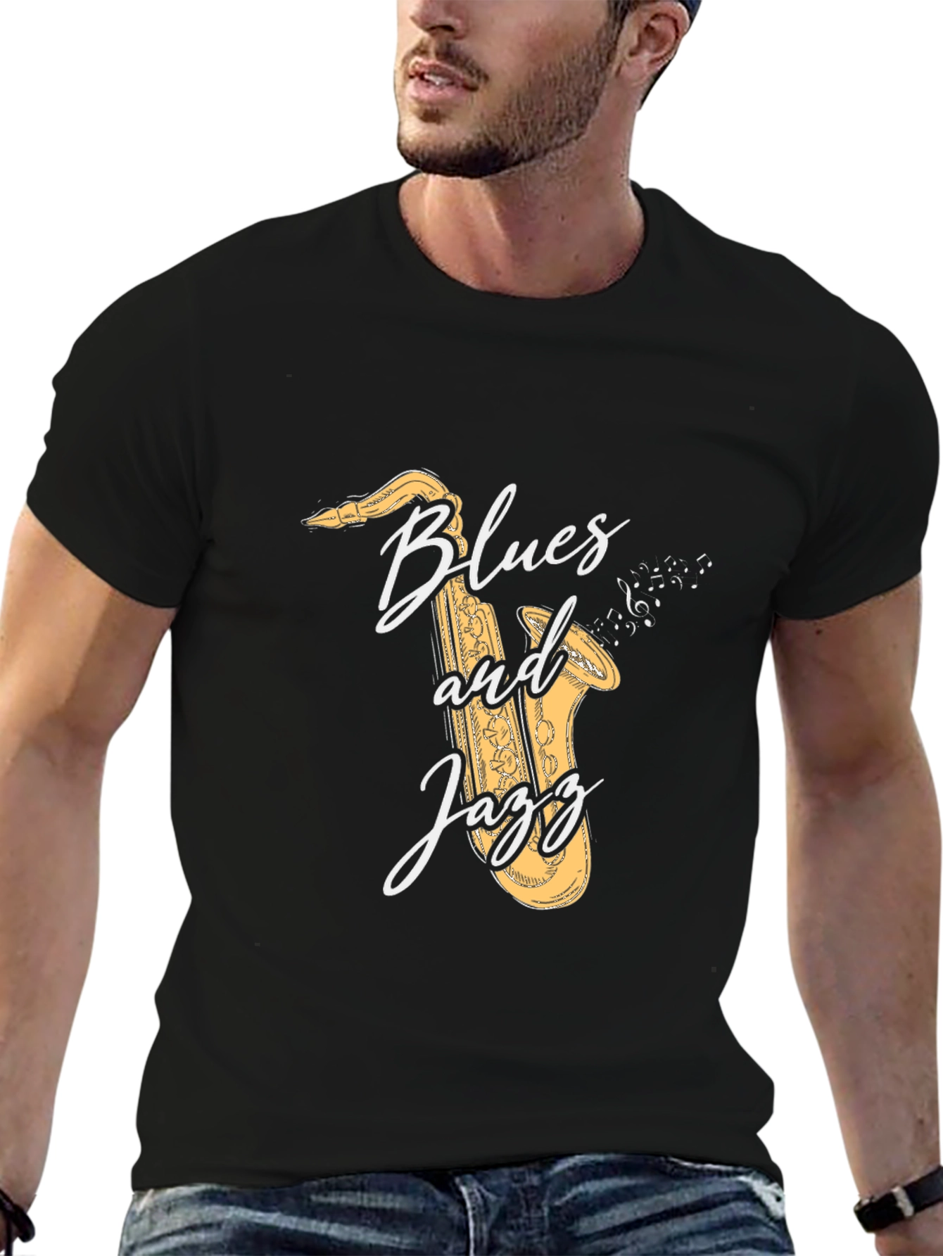 Blues and Jazz Saxophone Graphic T-Shirt