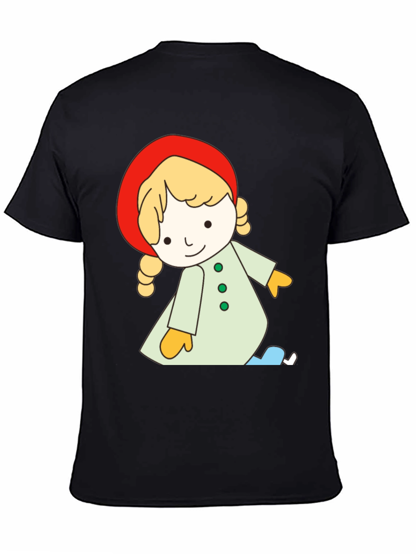 Cartoon Girl Black T-Shirt Unique Design