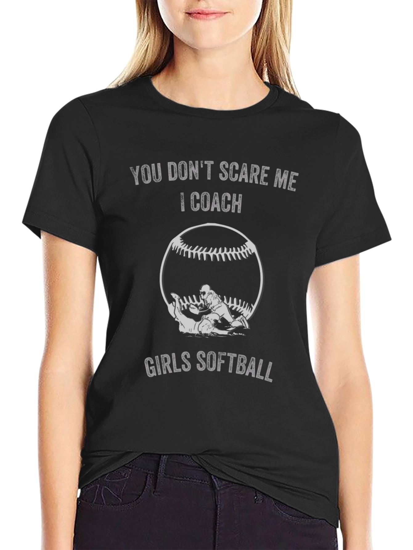 Girls Softball Coach T-Shirt - Dont Scare Me