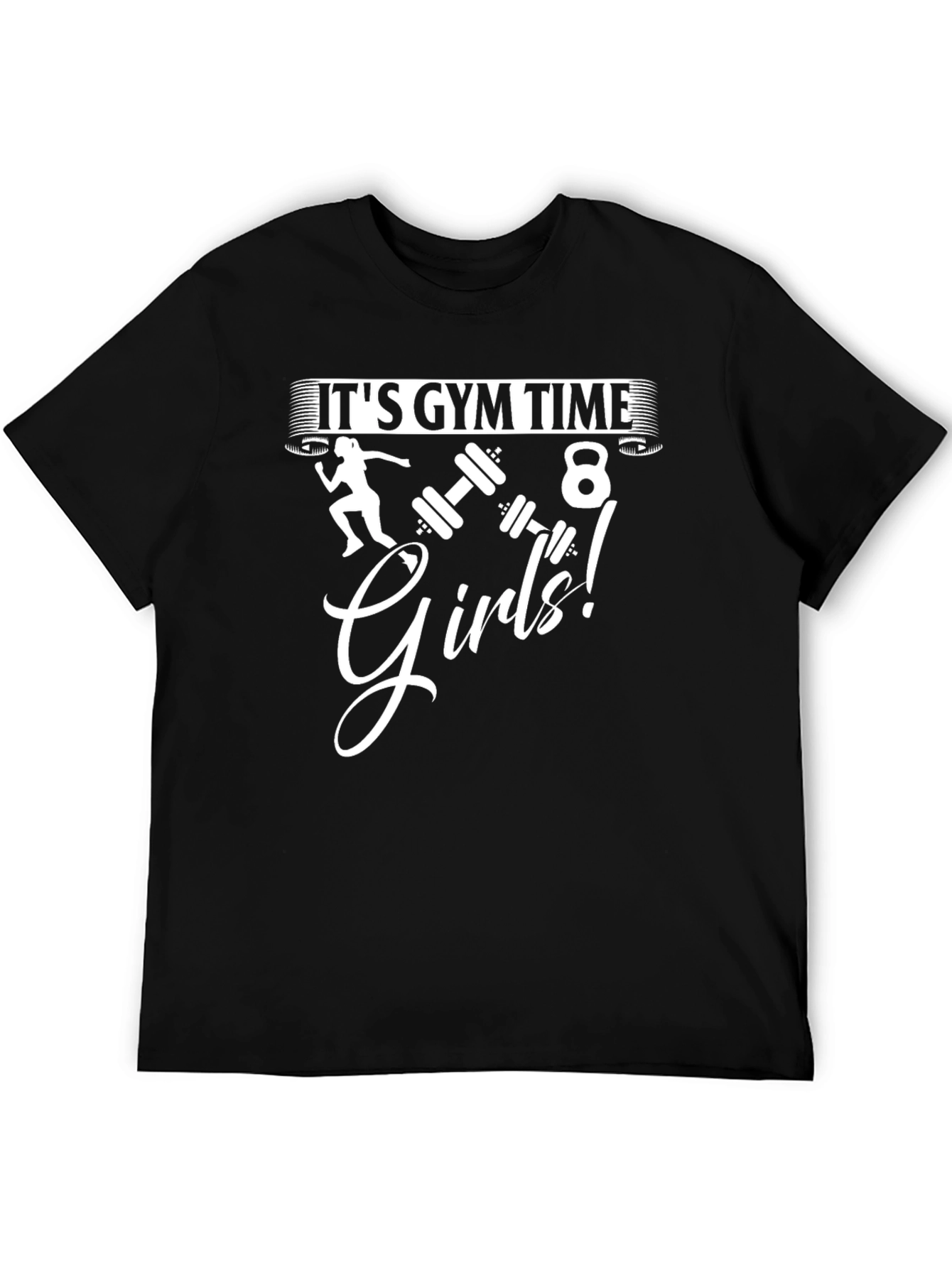 Its Gym Time Girls! Black Graphic T-Shirt