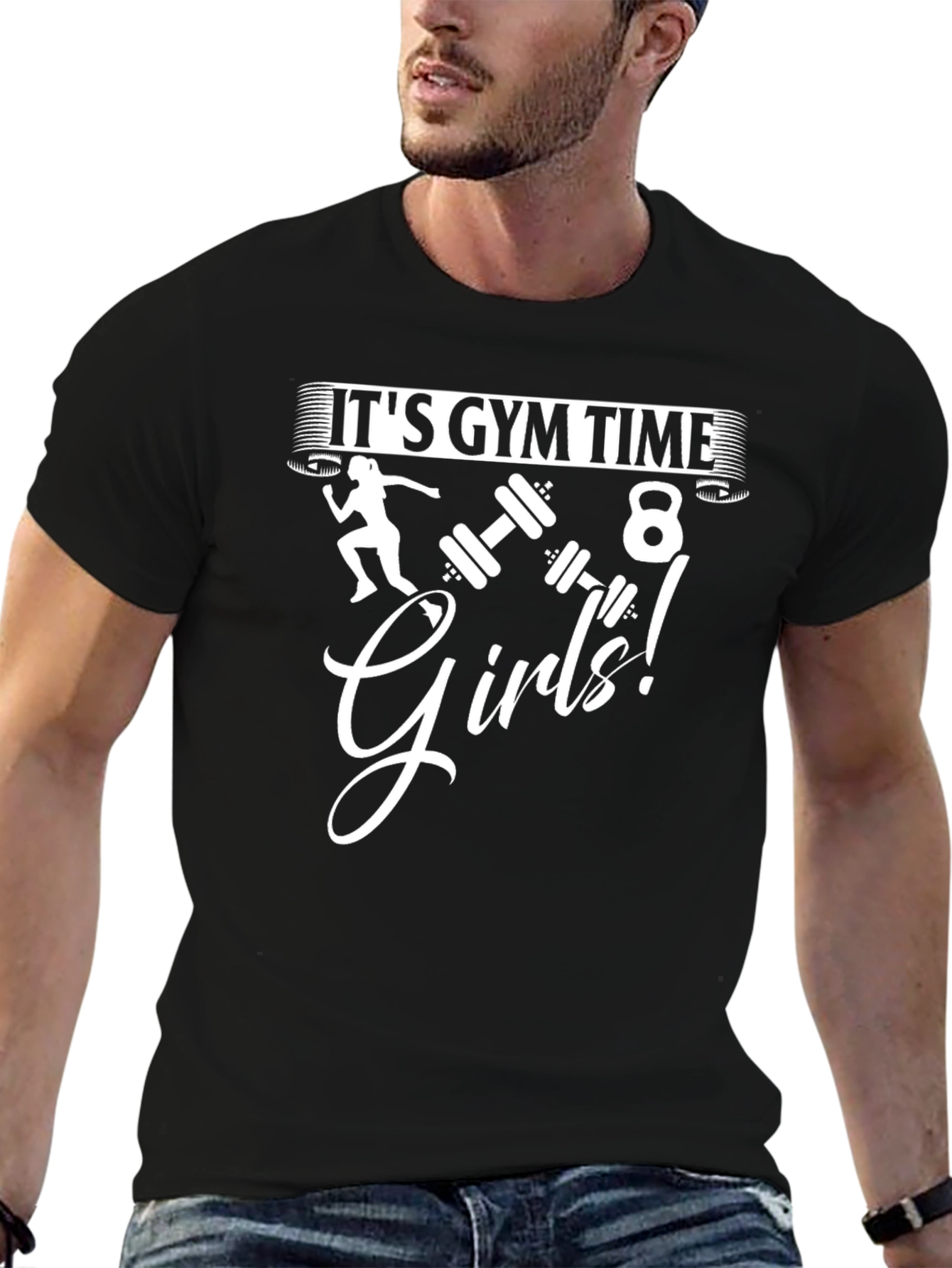 Its Gym Time Girls! Black Graphic T-Shirt