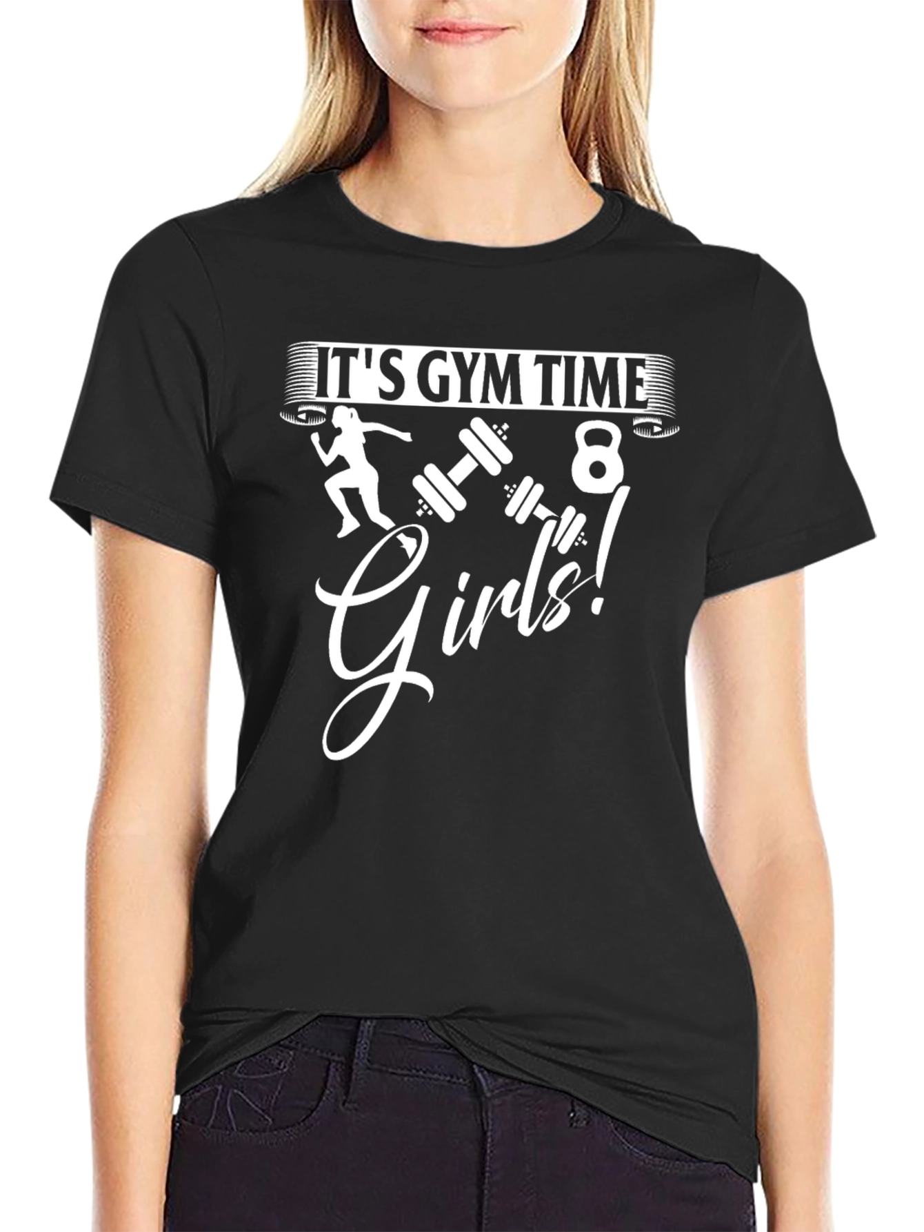 Its Gym Time Girls! Black Graphic T-Shirt