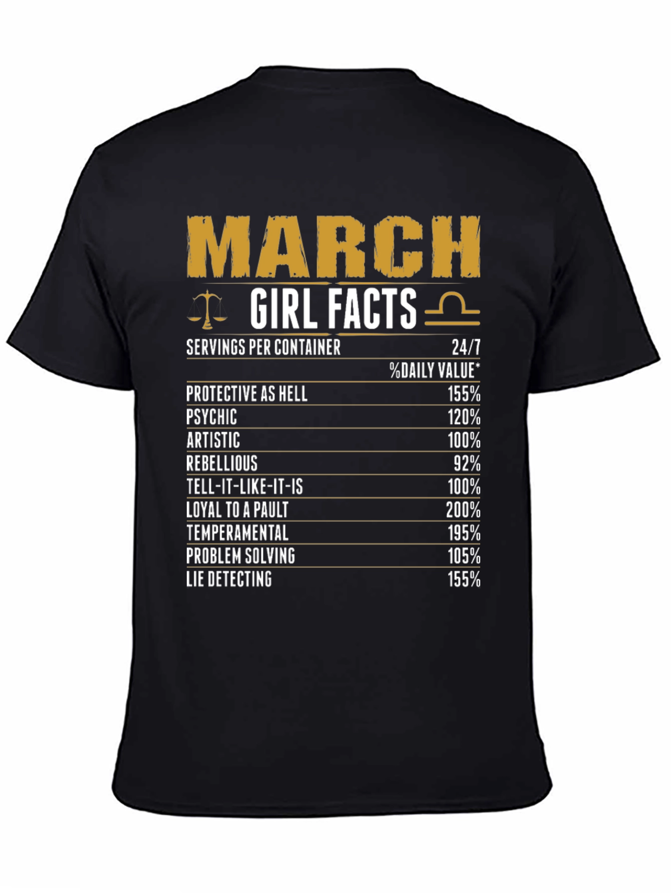 March Girl Facts T-Shirt Libra Zodiac Birthday Gift