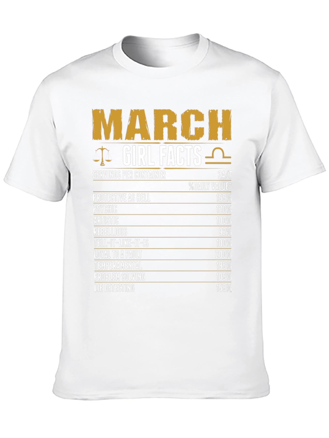 March Girl Facts T-Shirt Libra Zodiac Birthday Gift