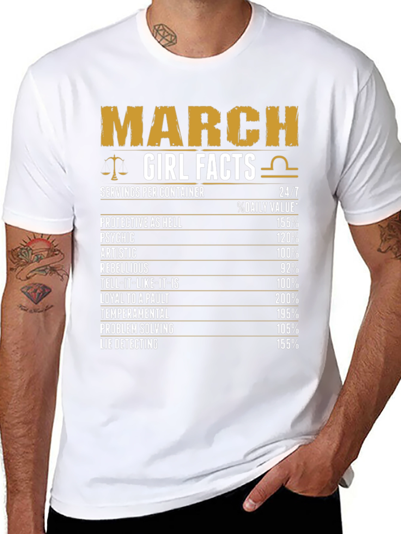 March Girl Facts T-Shirt Libra Zodiac Birthday Gift