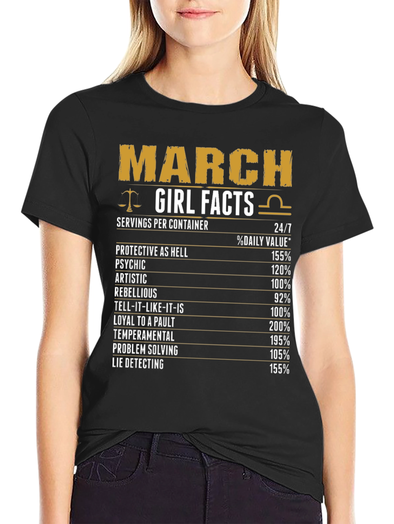 March Girl Facts T-Shirt Libra Zodiac Birthday Gift
