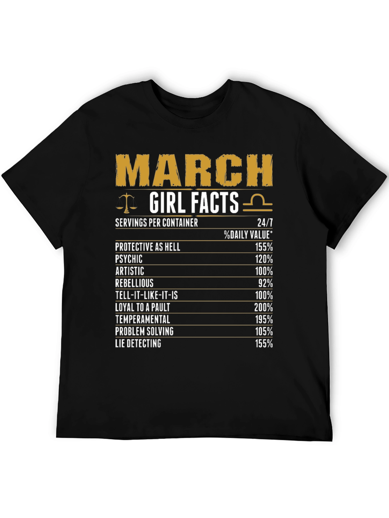 March Girl Facts T-Shirt Libra Zodiac Birthday Gift