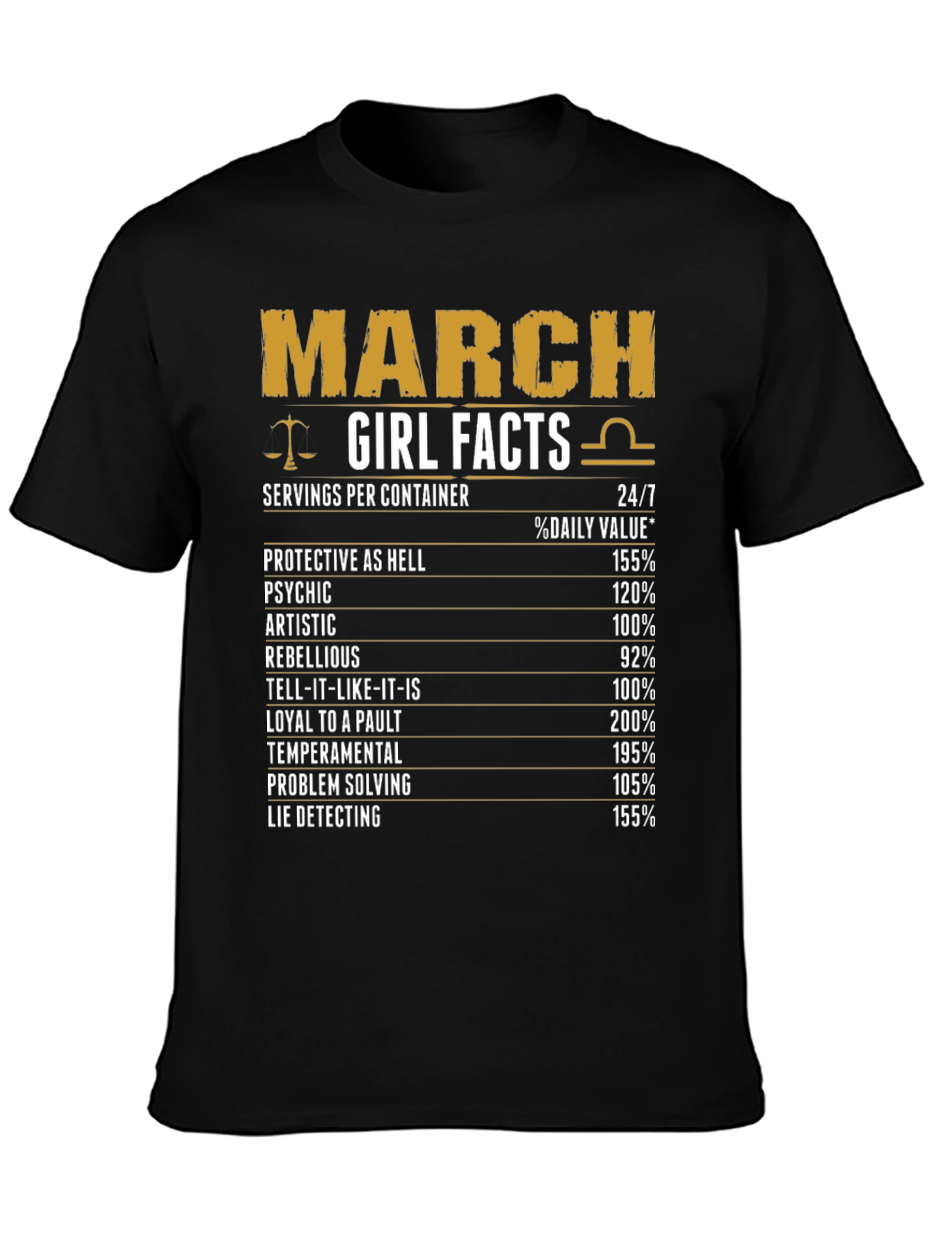 March Girl Facts T-Shirt Libra Zodiac Birthday Gift