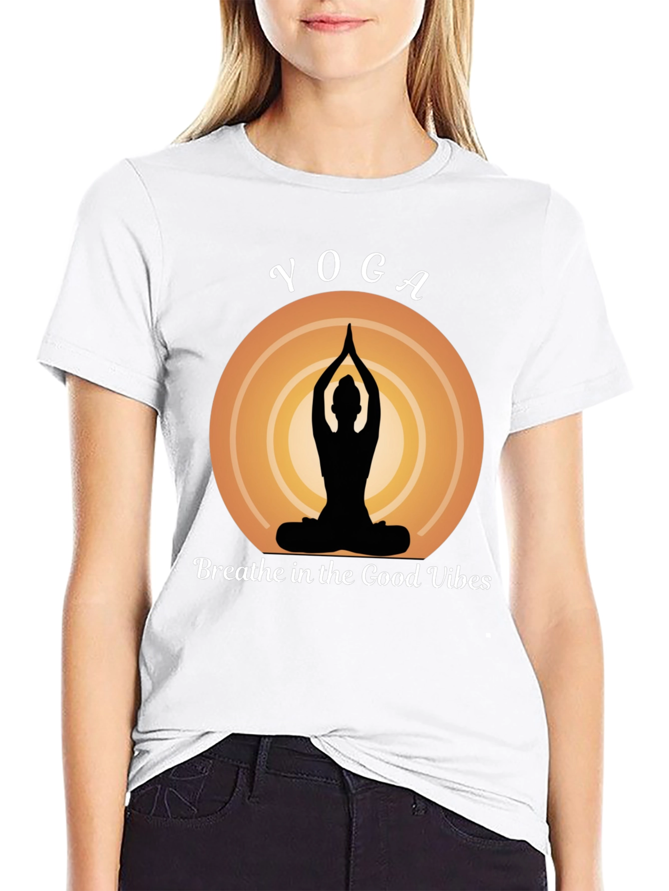 Yoga Vibes Graphic Tee - Breathe Good Vibes