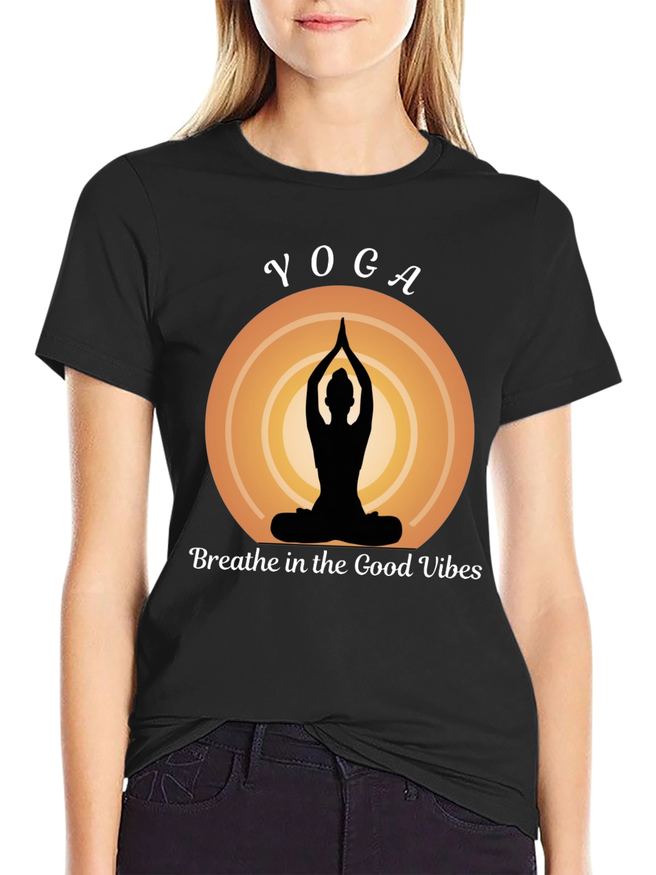 Yoga Vibes Graphic Tee - Breathe Good Vibes