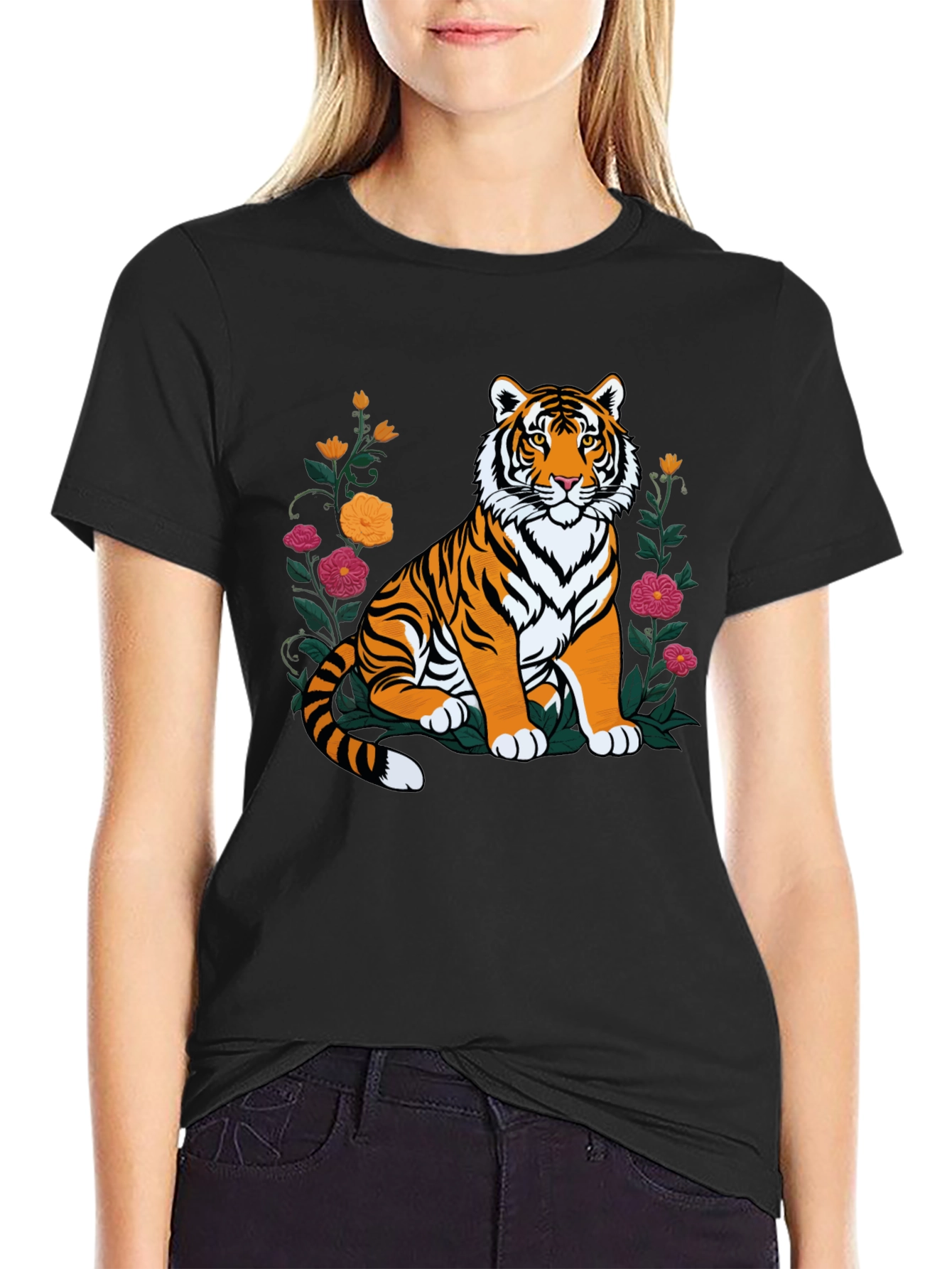Floral Tiger Graphic Tee - Stylish Comfort