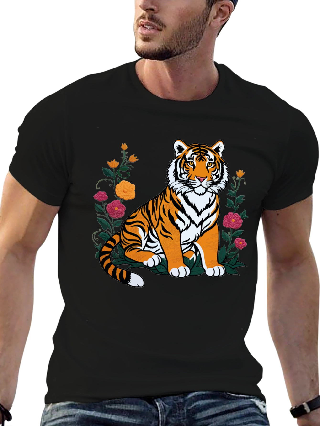 Floral Tiger Graphic Tee - Stylish Comfort