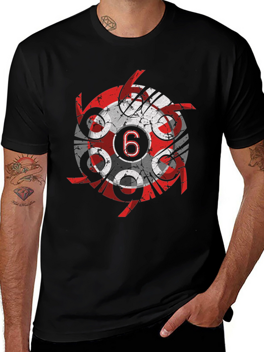 Grunge Circular 6 Design Black T-Shirt