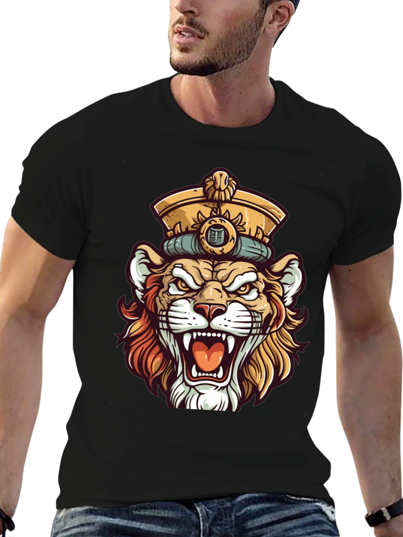 King Lion Graphic T-Shirt - Unique Animal Design