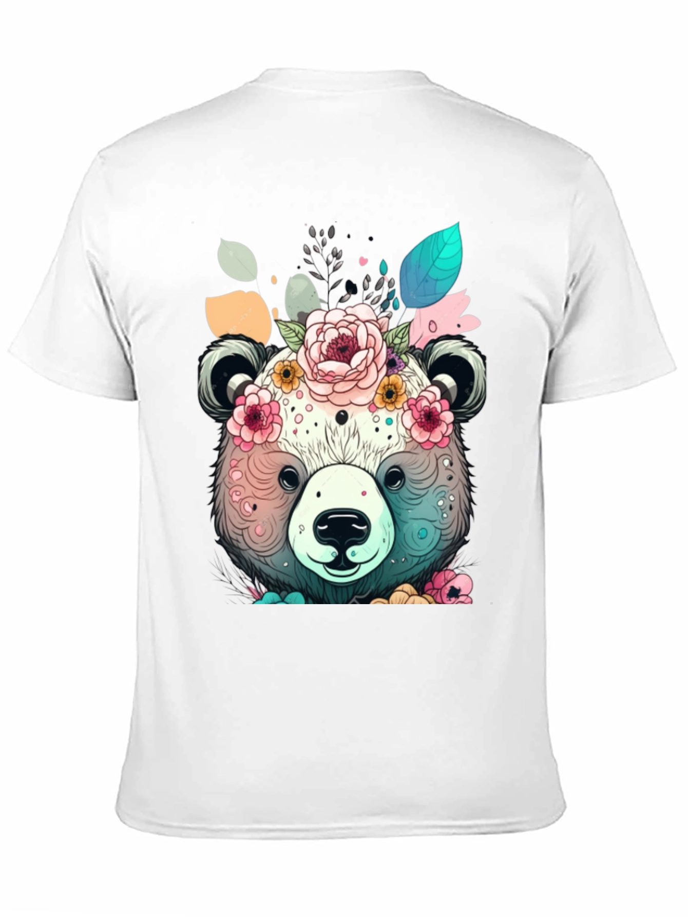 Floral Bear Graphic Tee - Black