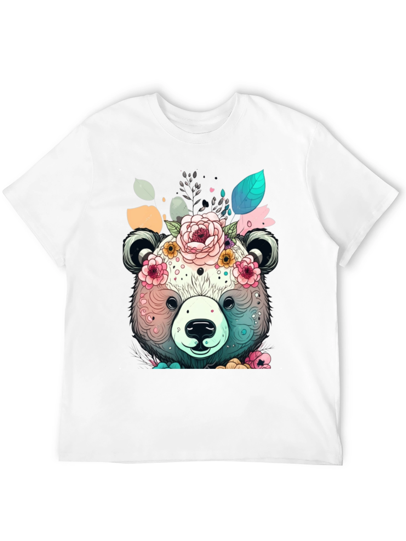 Floral Bear Graphic Tee - Black