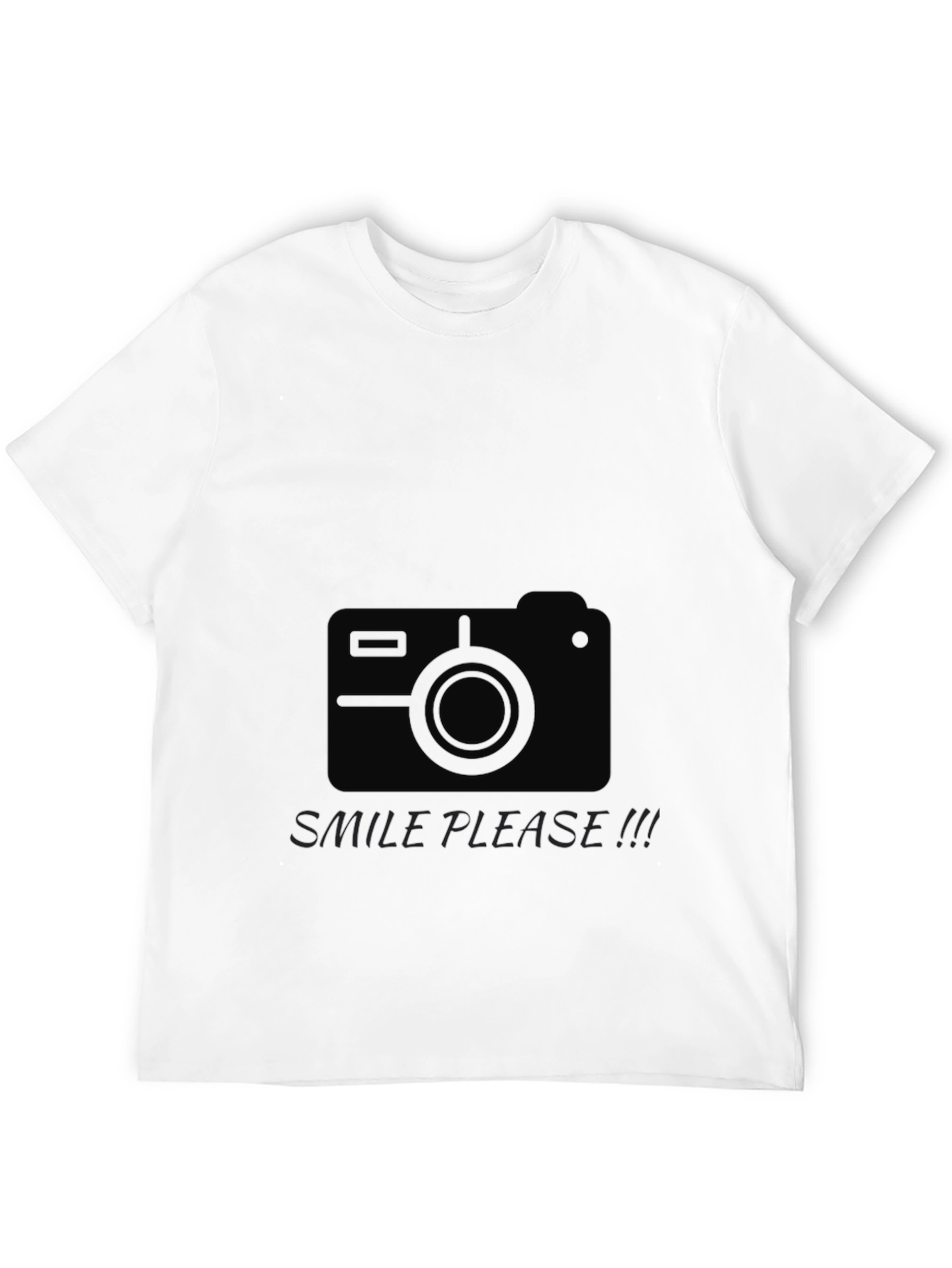 Mens Black Graphic Tee - Smile Please Camera Design