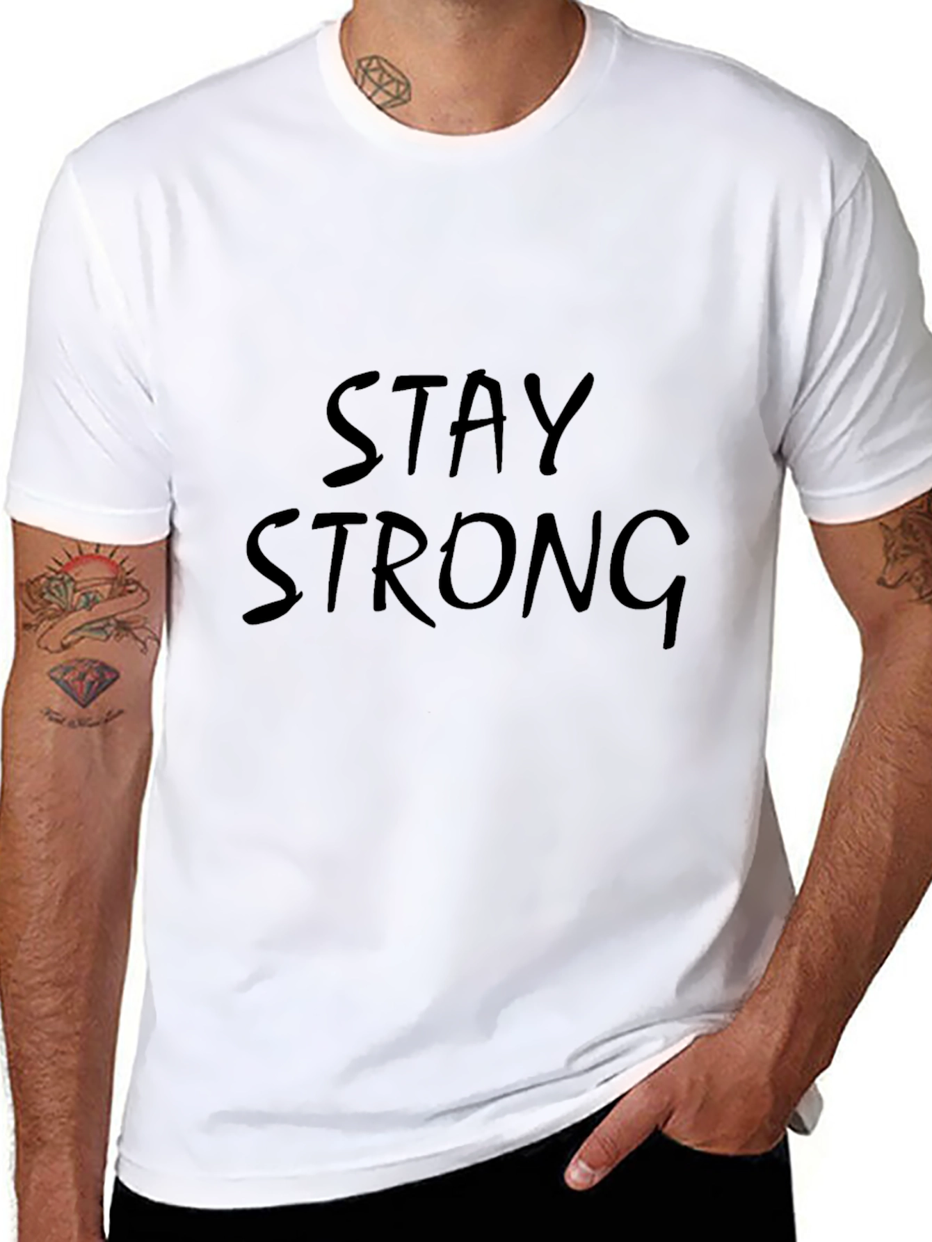 Stay Strong Black Graphic Tee - Motivational T-Shirt