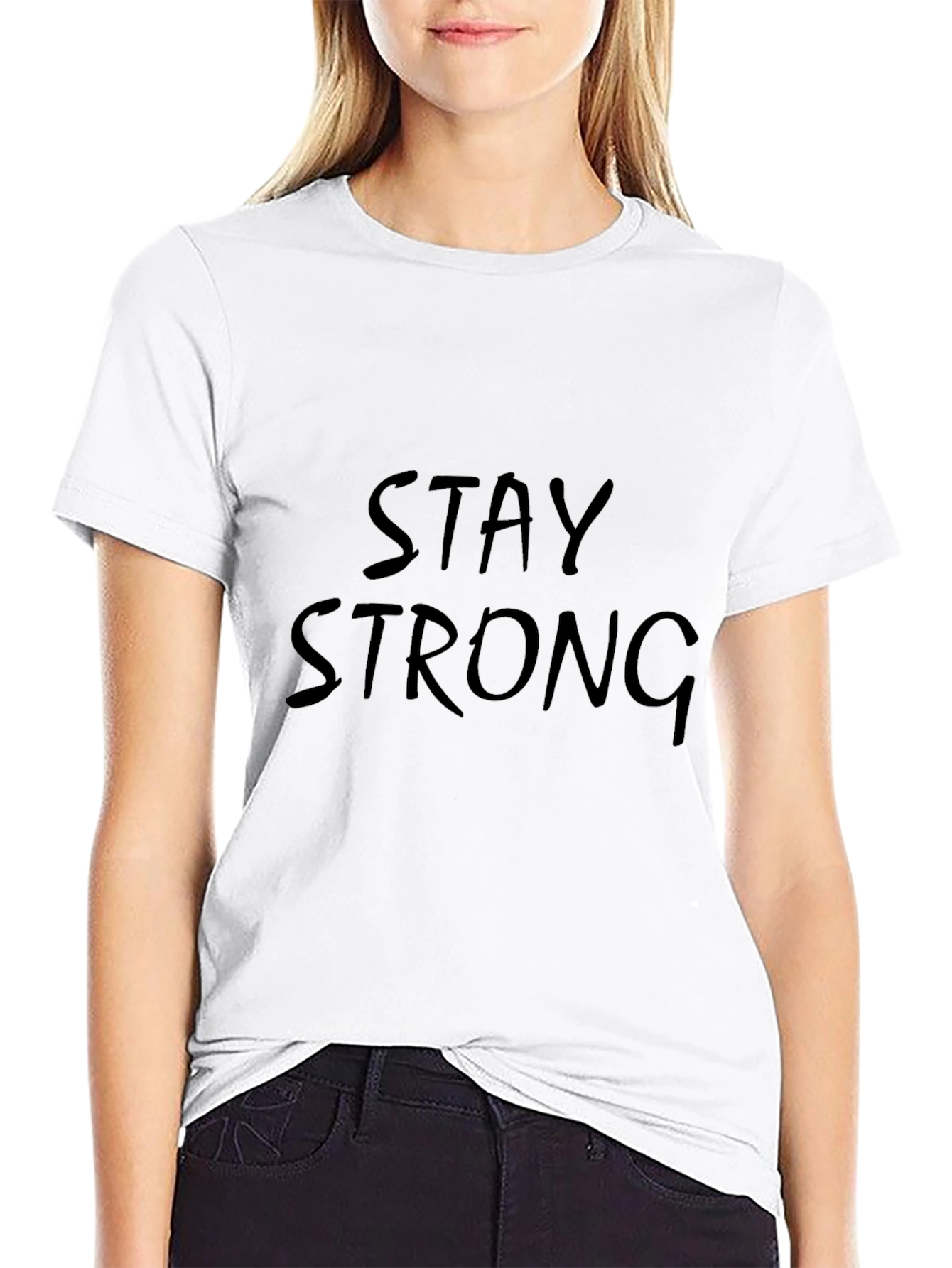 Stay Strong Black Graphic Tee - Motivational T-Shirt